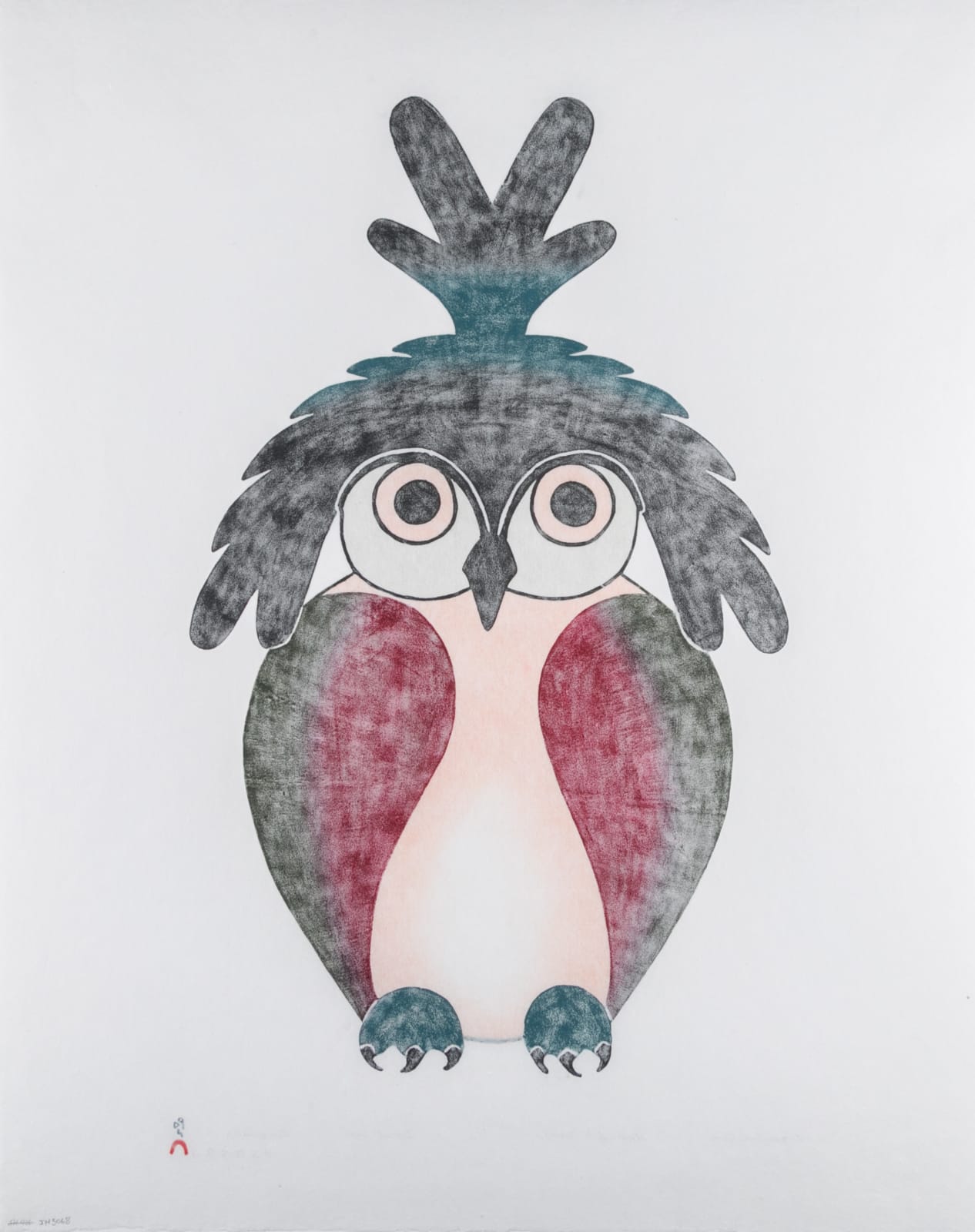 KENOJUAK ASHEVAK, C.C., R.C.A. (1927-2013) KINNGAIT (CAPE DORSET), Inquisitive Owl, 2001 (Special Release #1)