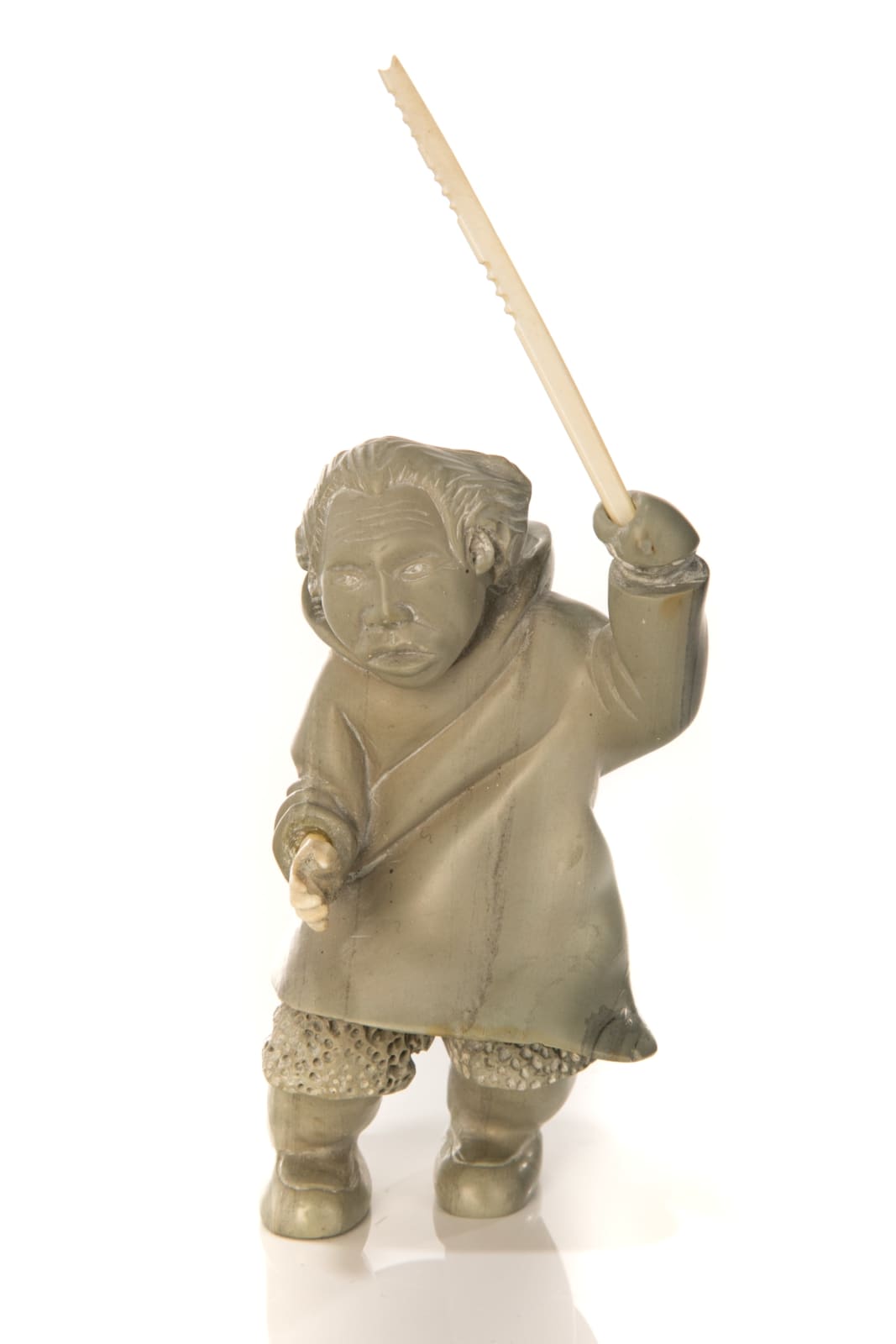 Attributed to MANASIE AKPALIAPIK (1955-) IKPIARJUK (ARCTIC BAY) / TORONTO, Standing Man with Stick and Antler Hand, mid 1990s