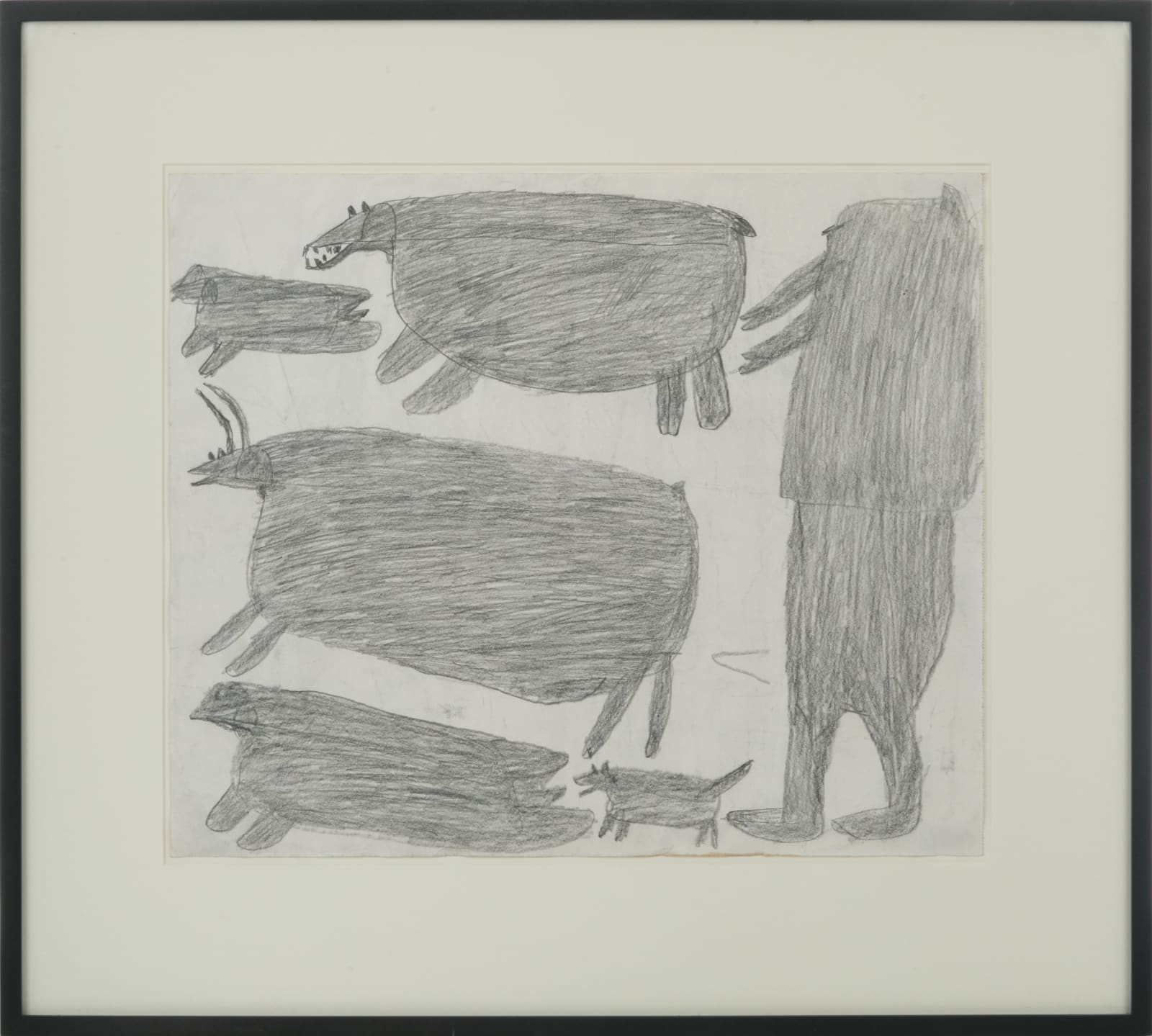 PARR (1893-1969) KINNGAIT (CAPE DORSET), Hunter and Dog in Pursuit of Polar Bear, Caribou, and Seals, c. 1965-7