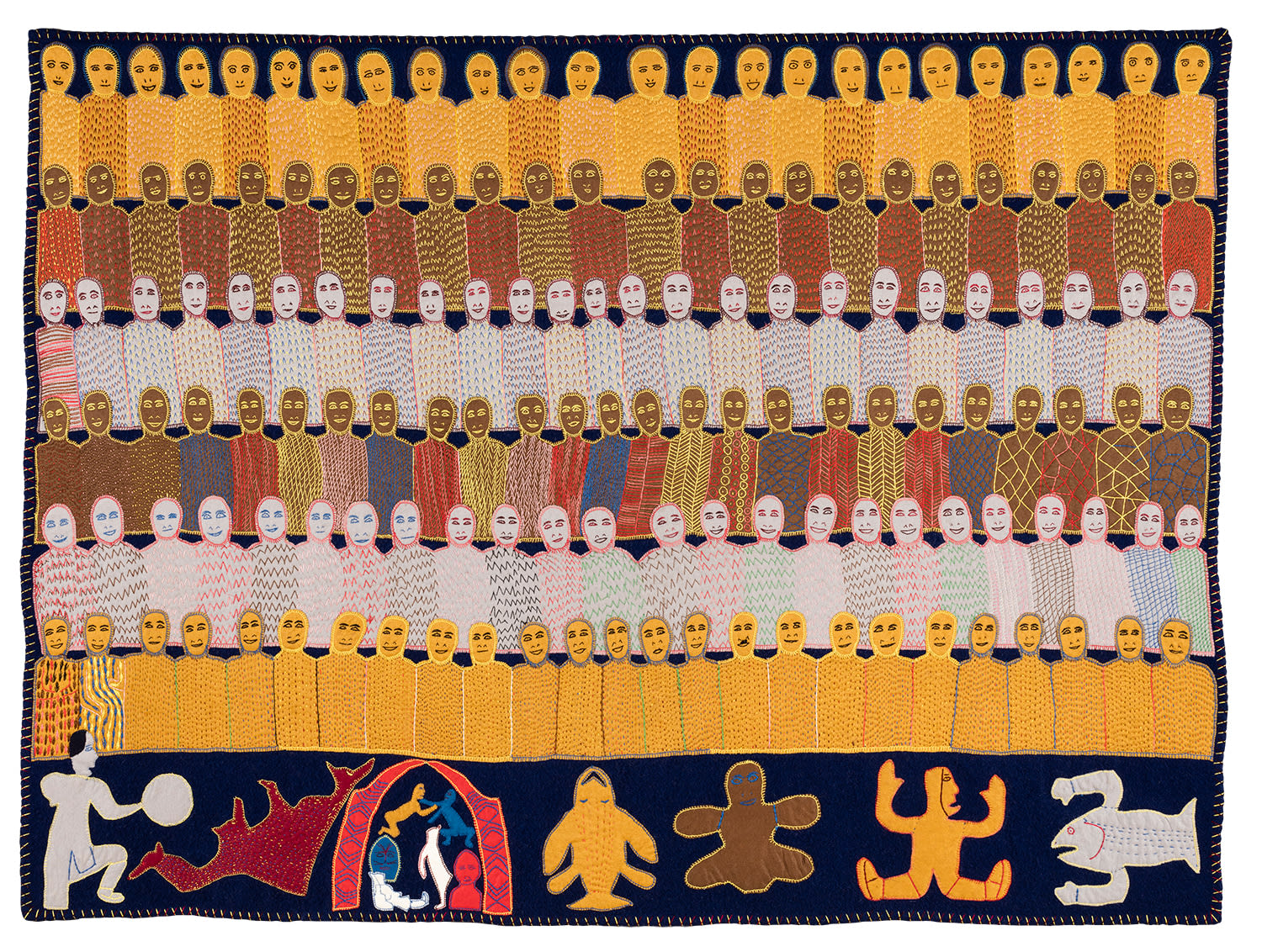MARION TUU'LUQ, R.C.A. (1910-2002) QAMANI'TUAQ (BAKER LAKE), Crowd of People, 1974