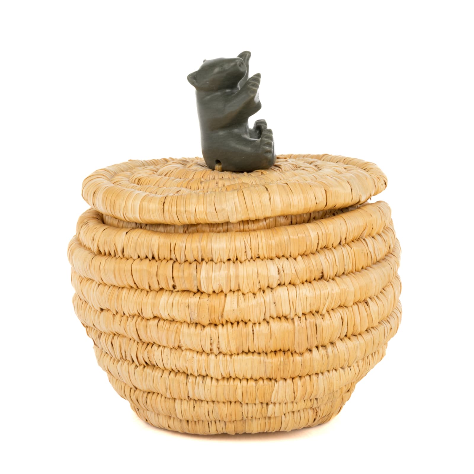 LUCY KUMARLUK, UMIUJAQ, Basket with Polar Bear Cub Knop, 2009