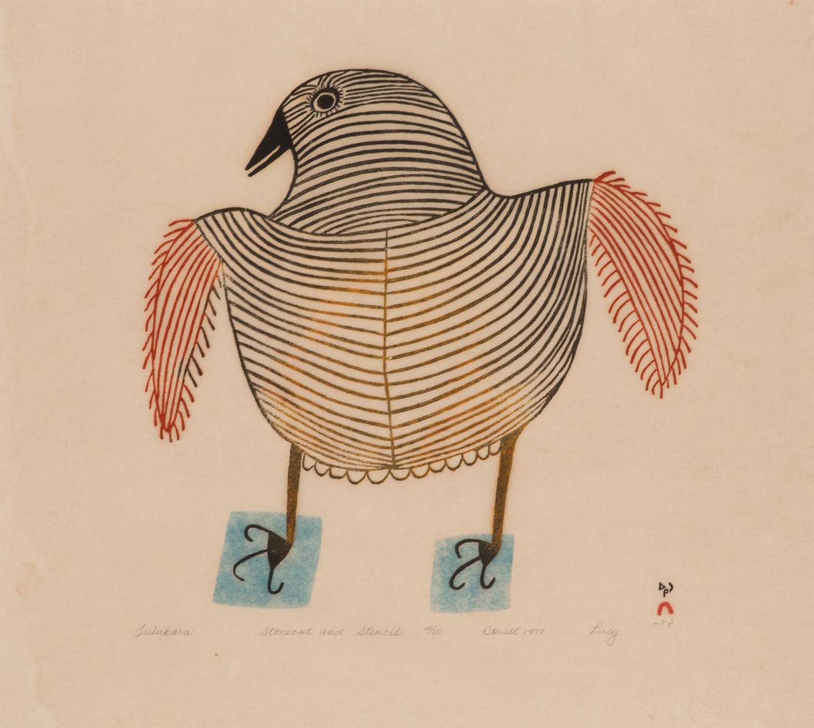 LUCY QINNUAYUAK (1915-1982) KINNGAIT (CAPE DORSET), Tulukara (Young Raven), 1977 #38