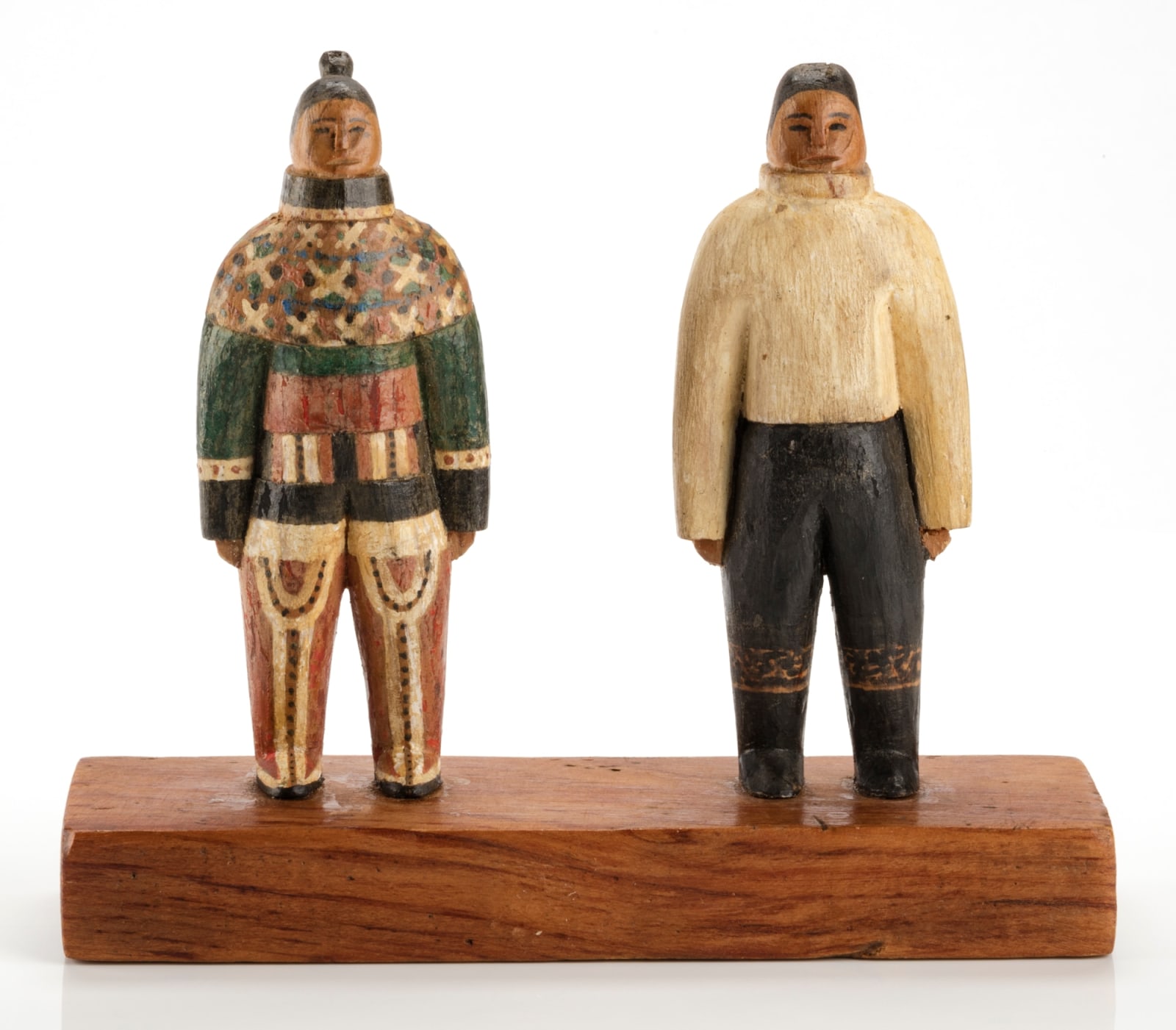 UNIDENTIFIED GREENLANDIC ARTIST, Two Standing Figures on Base, c. 1940s or 1950s
