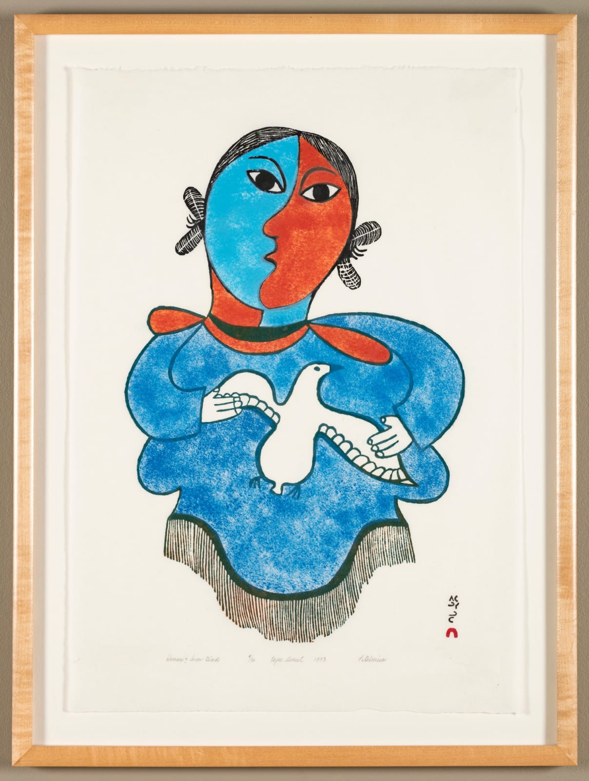 PITALOOSIE SAILA, R.C.A. (1942-2021) KINNGAIT (CAPE DORSET), Woman and Snow Bird, 1970 #50