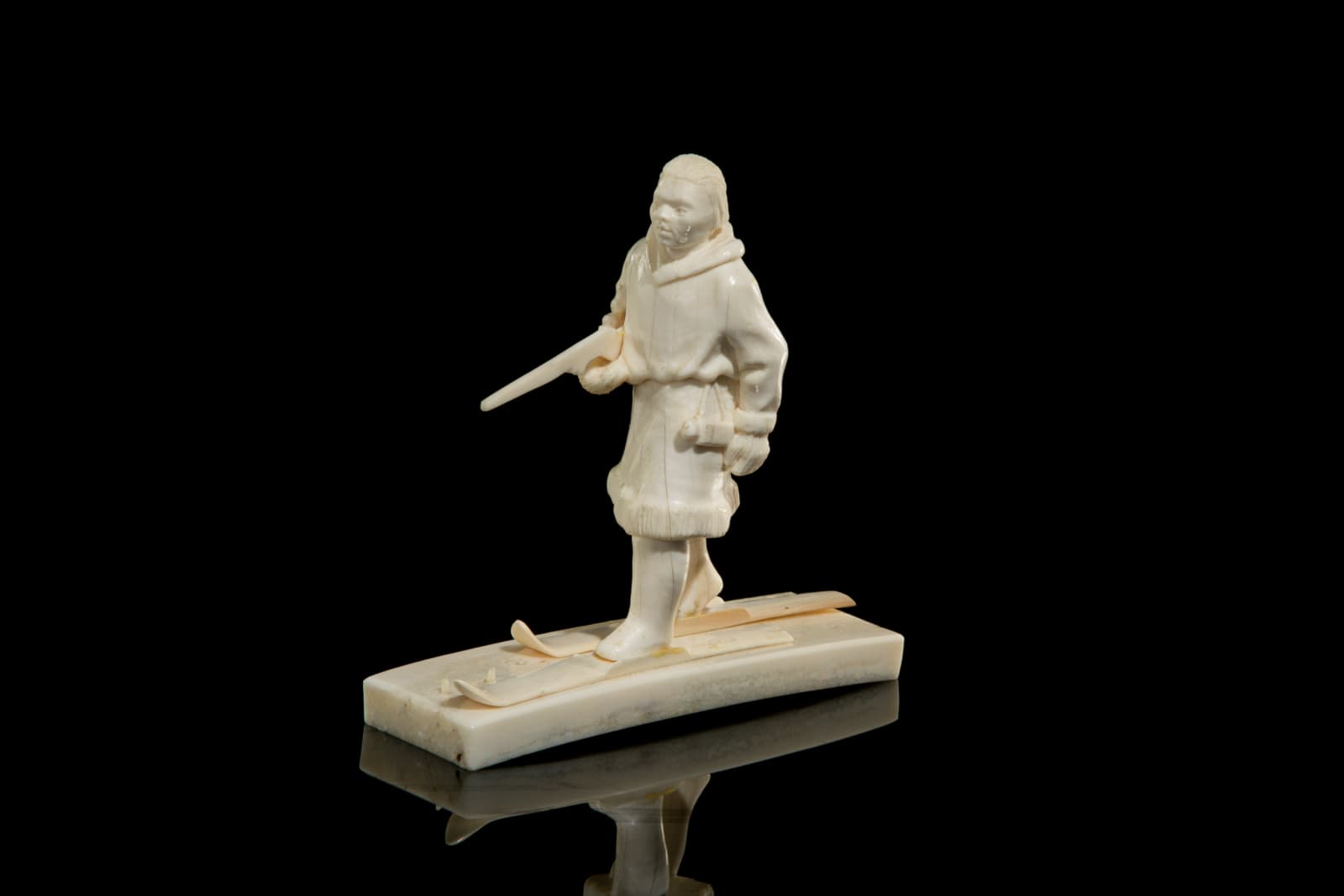 UNIDENTIFIED YUITS (SIBERIAN YU'PIK) ARTIST, Man With Rifle, Trekking in Skis, 1970s