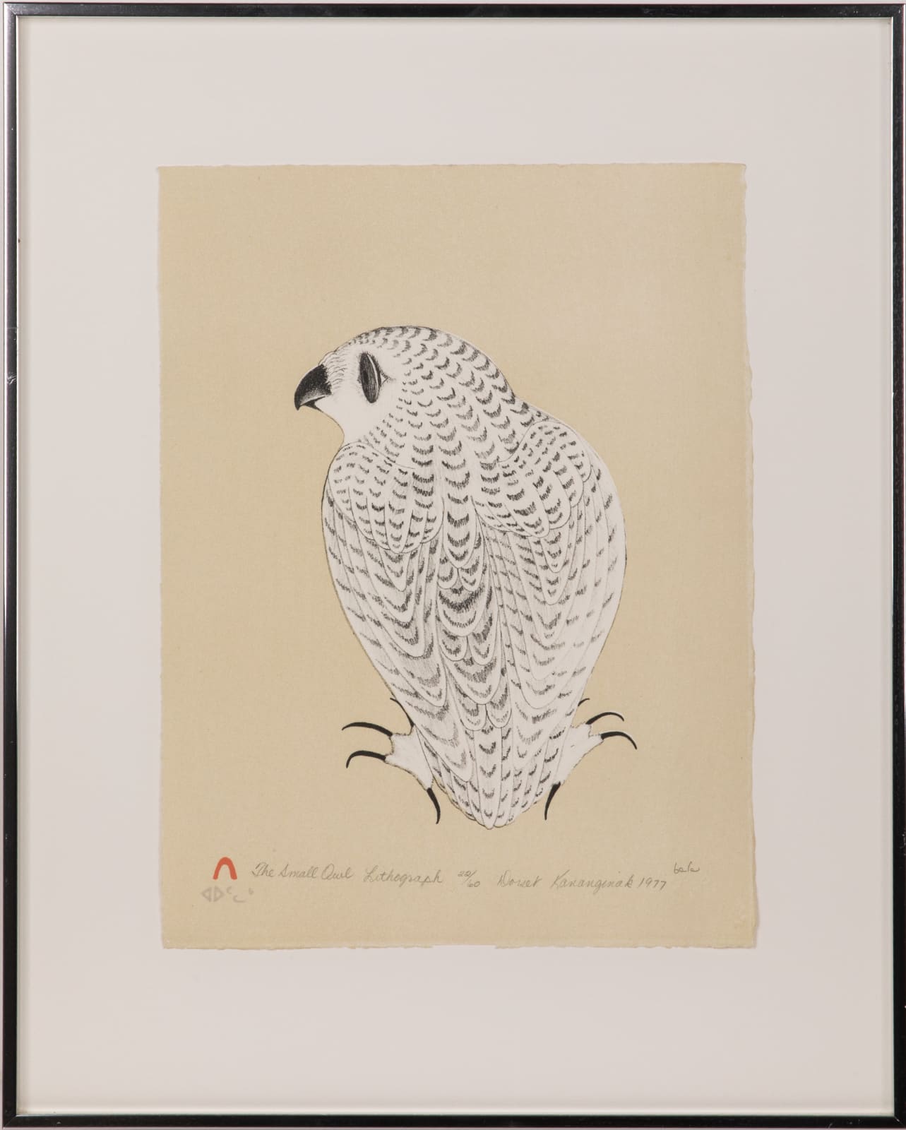 KANANGINAK POOTOOGOOK, R.C.A. (1935-2010) KINNGAIT (CAPE DORSET), The Small Owl, 1977 #L9