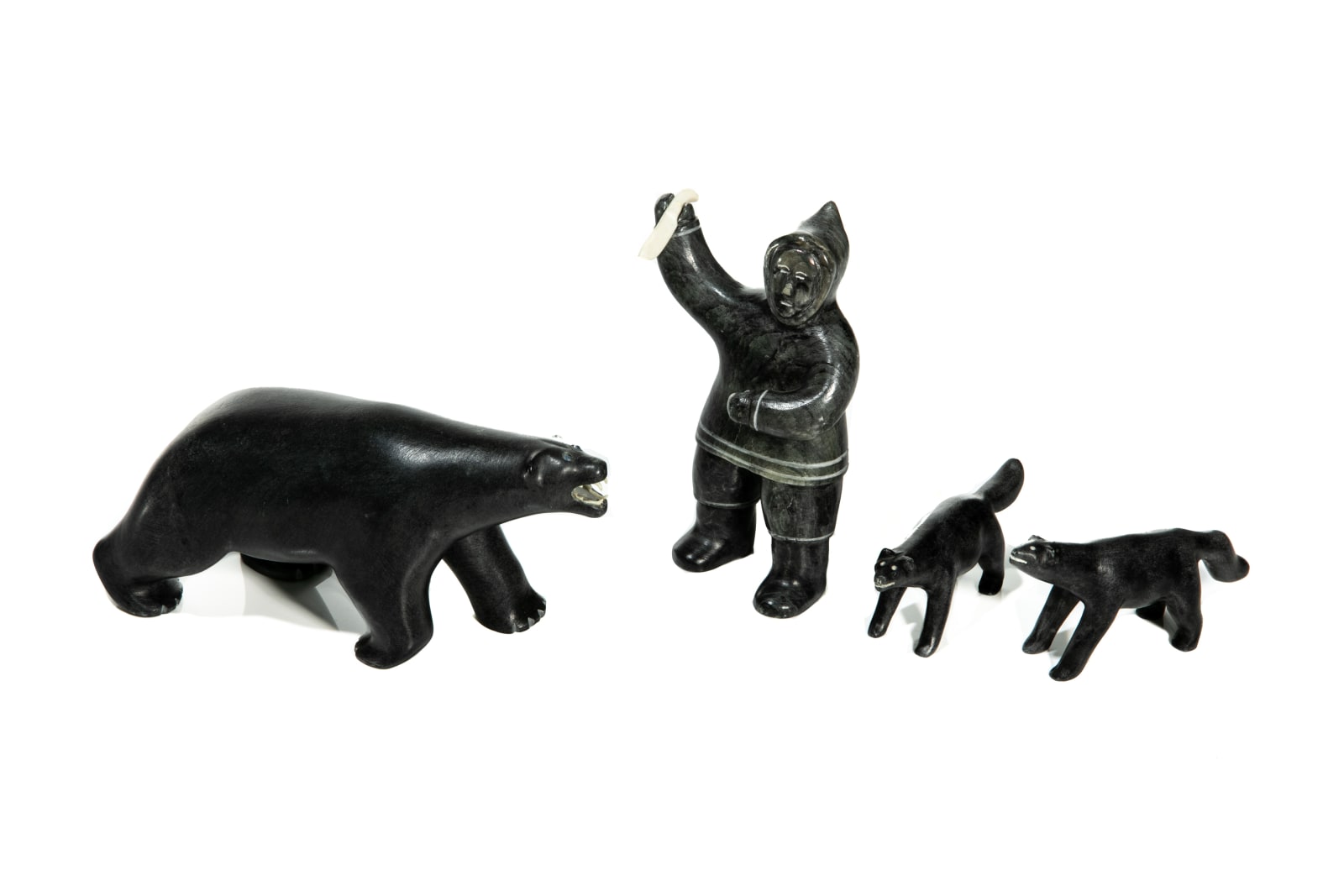 UNIDENTIFIED ARTIST, KANGIQTUGAAPIK (CLYDE RIVER), Hunter and Dogs approaching a Polar Bear, mid 1960s