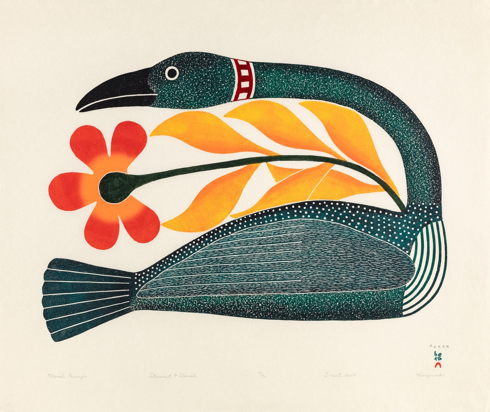 KENOJUAK ASHEVAK, C.C., R.C.A. (1927-2013) KINNGAIT (CAPE DORSET), Floral Passage, 2007 #10
