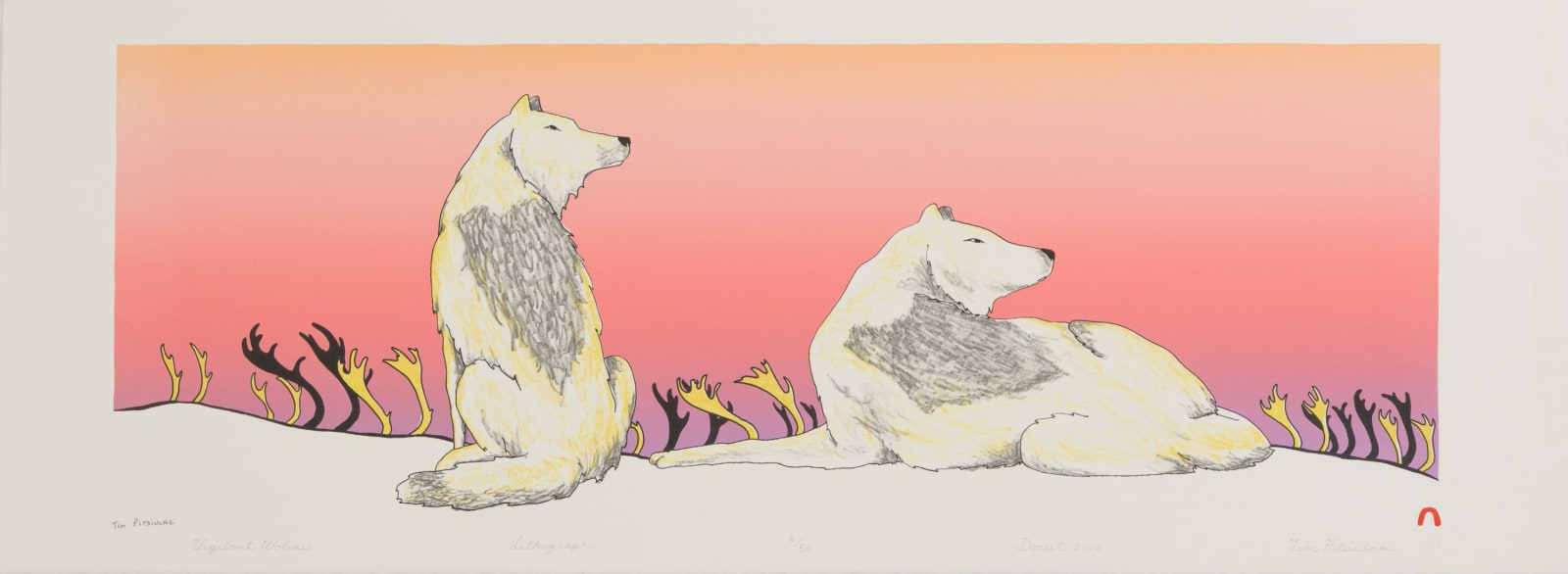 TIM PITSIULAK (1967-2016) KINNGAIT (CAPE DORSET), Vigilant Wolves, 2010 #34