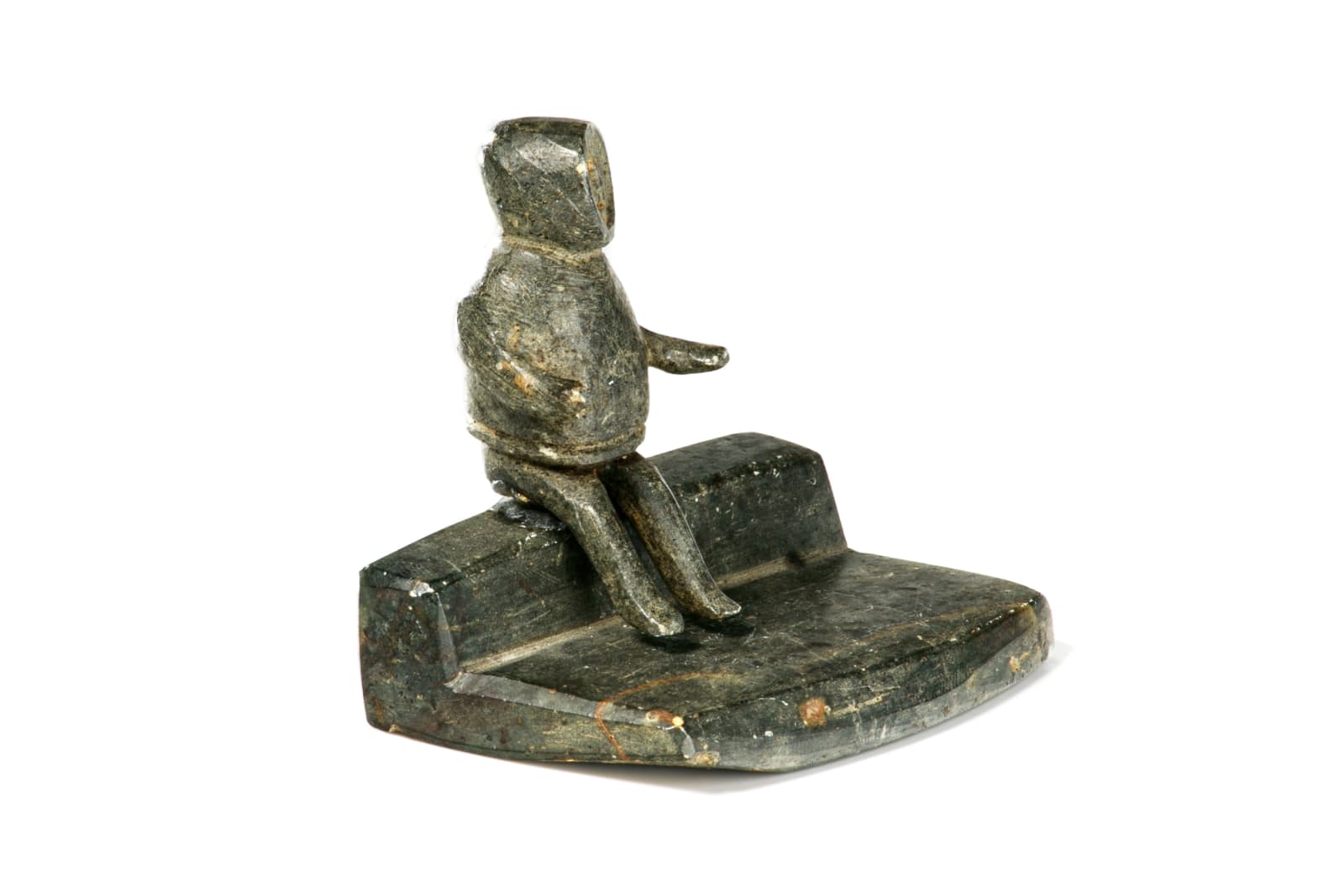 UNIDENTIFIED ARTIST, NUNAVIK (ARCTIC QUEBEC), Inuk Seated on a Snow Wall, early 1950s