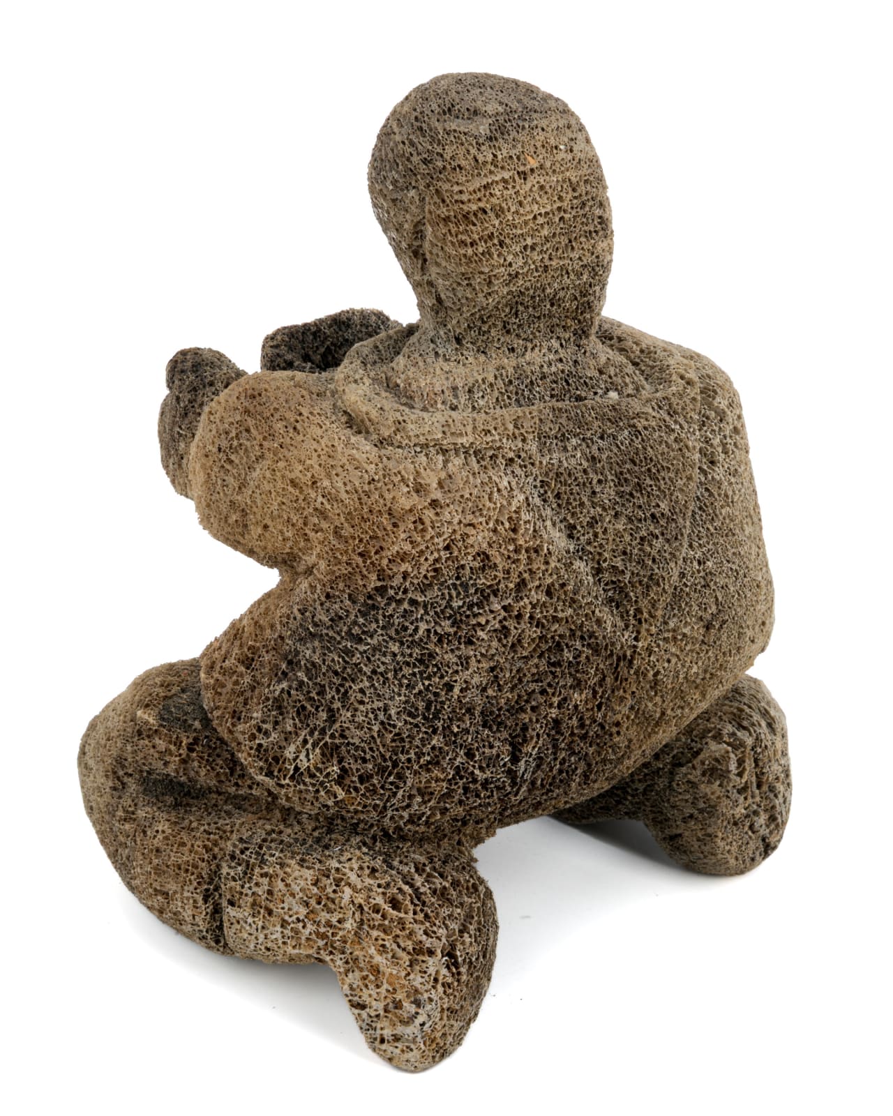 UNIDENTIFIED ARTIST, POSSIBLY: KANGIQTUGAAPIK (CLYDE RIVER) OR IQALUIT (FROBISHER BAY), Kneeling Figure with Vessel, 1970s