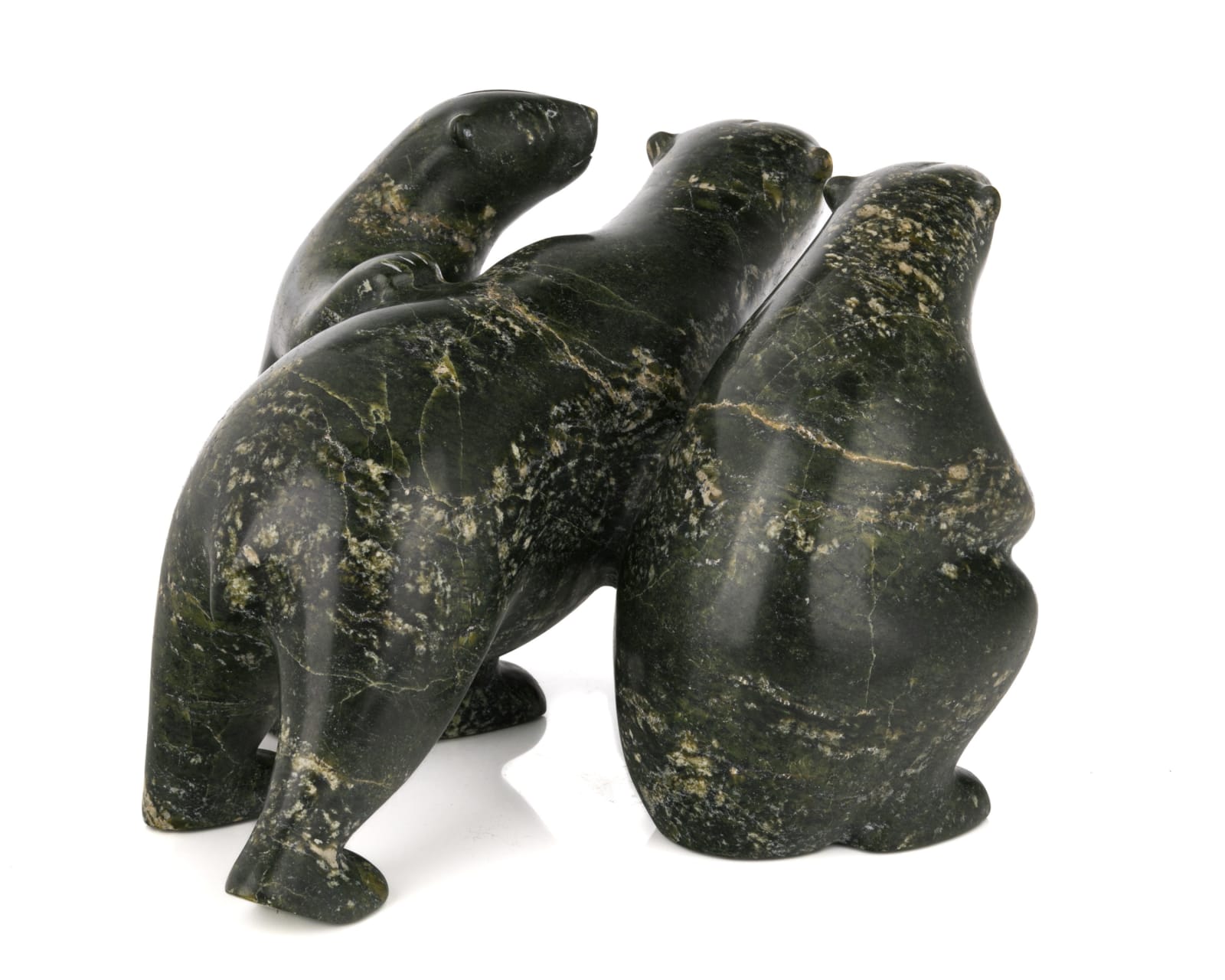 TAQIALUQ (TUK / TUQ) NUNA (1958-) KINNGAIT (CAPE DORSET), Frolicking Polar Bear Family, 2000s