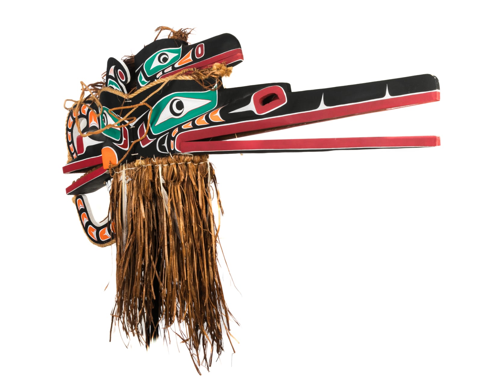 TONY GULBRANDSEN (1962-) TSIMSHIAN, Kwakwa̱ka̱ʼwakw Style G̲a̱luḵwiwe (Crooked Beak of Heaven) and Huxwhukw (Hok Hok) Double Mask, 1990s