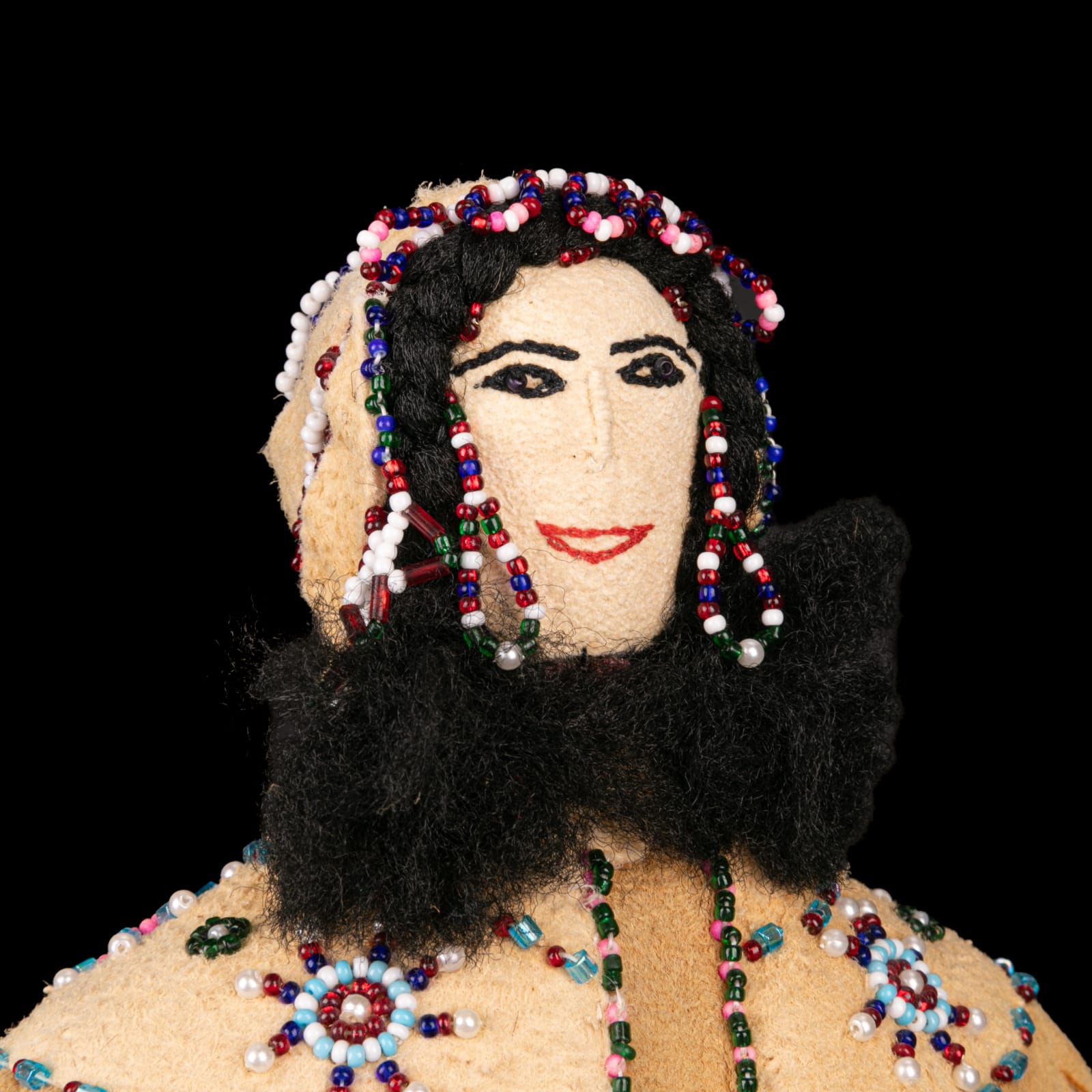 ELLEN SAVAGE (ELLEN SAVAGE XIDHOY) (1919-2004) DEG XINAG ATHABASCAN, Athabaskan Doll with Beaded Coat and Willow Root Basket, 12 Sept 2001