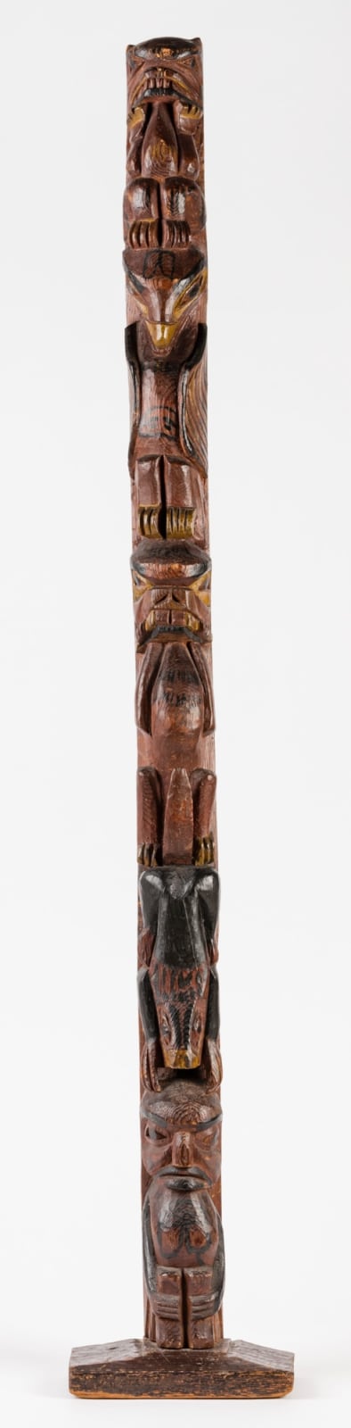 UNIDENTIFIED ARTIST, POSSIBLY TLINGIT OR TSIMSHIAN, Model Totem Pole, c. 1920s