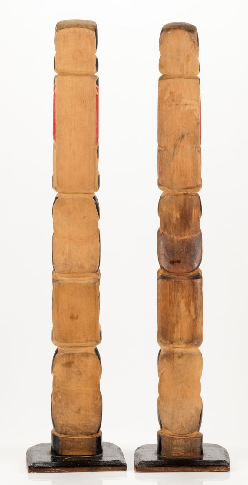 JOHN MICHAEL (1875-1942) TLINGIT, Pair of Model Totem Poles, c. 1920s