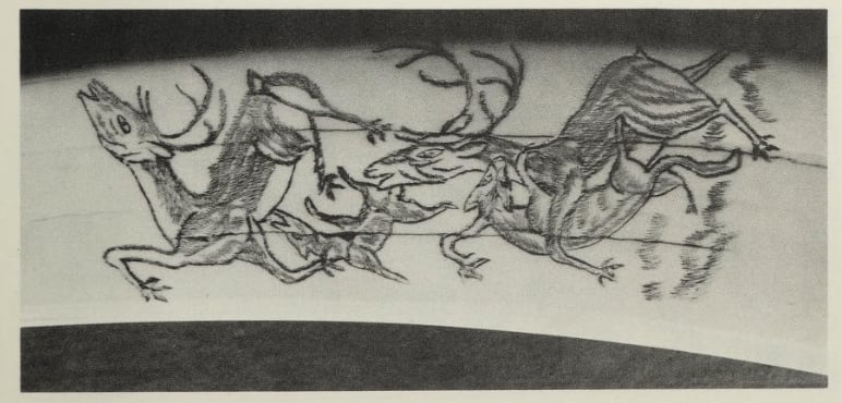 AQJANGAJUK SHAA, R.C.A. (1937-2019) KINNGAIT (CAPE DORSET), Wounded Caribou, 1961, #57