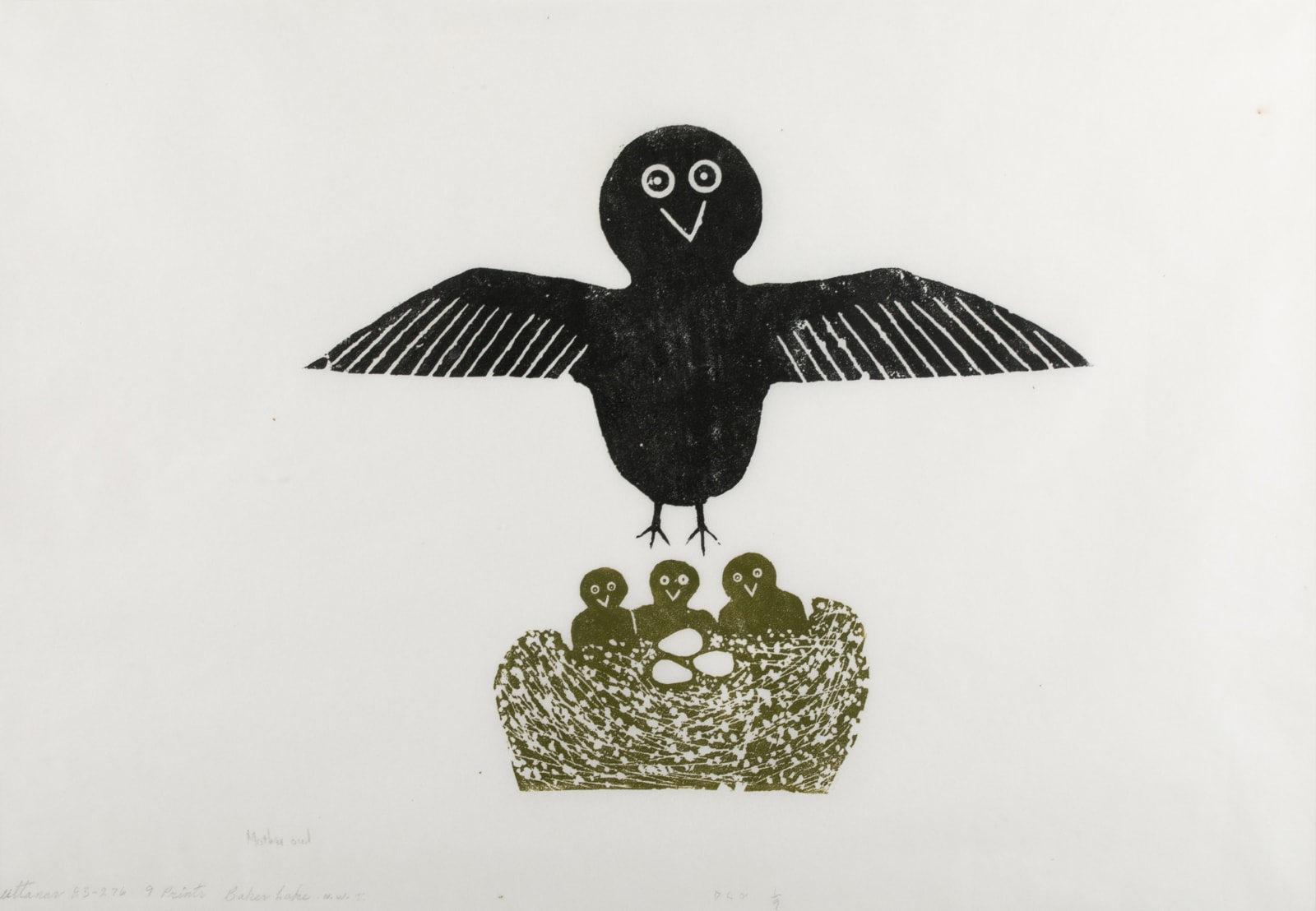EFFIE ANGALI'TAAQ ARNALUAQ (1936-) QAMANI'TUAQ (BAKER LAKE), Mother Owl, 1968 (Baker Lake Experimental Collection) #87*