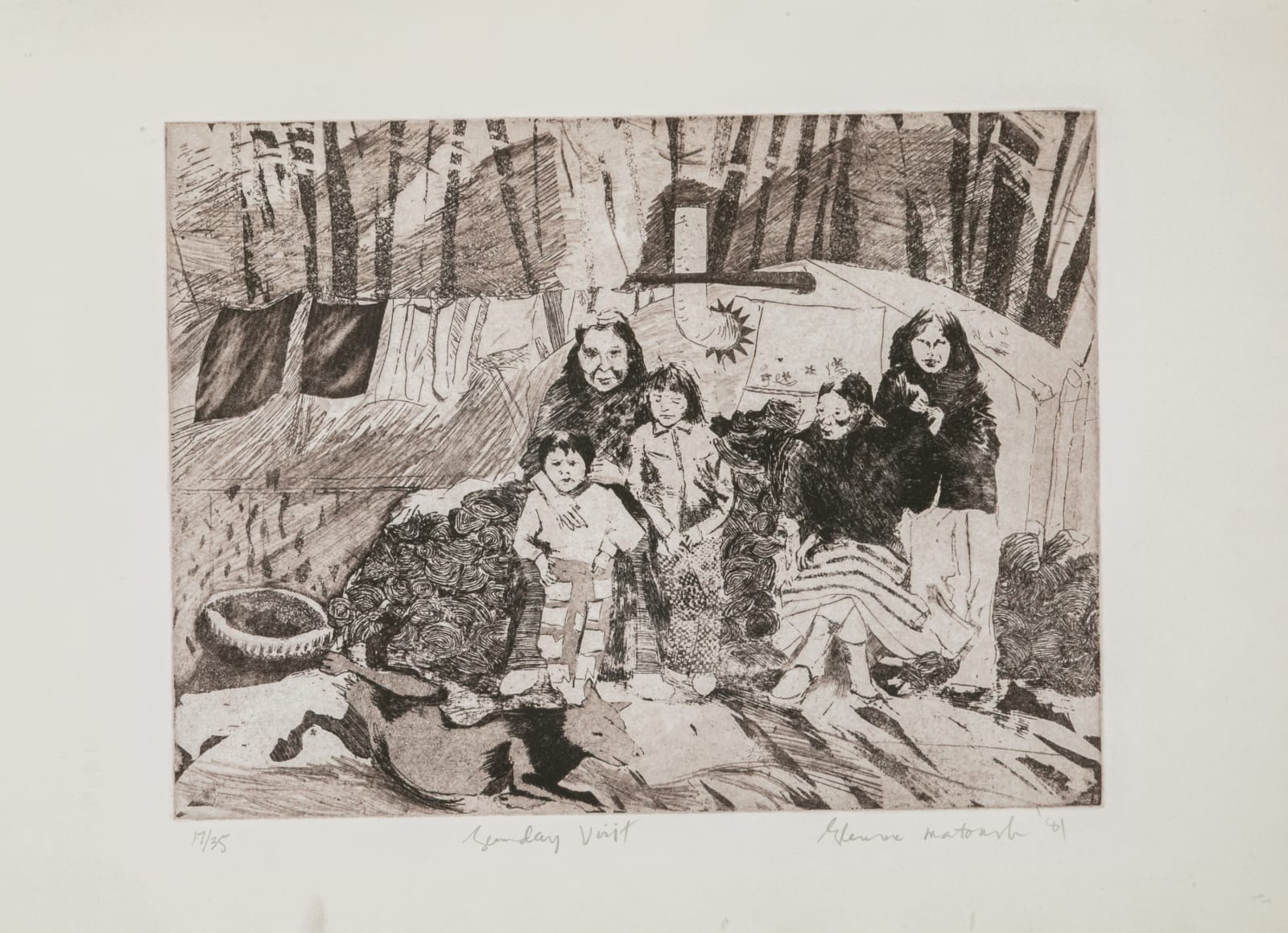 GLENNA MATOUSH (1946-) ANISHINAABE (OJIBWE), Sunday Visit, 1981