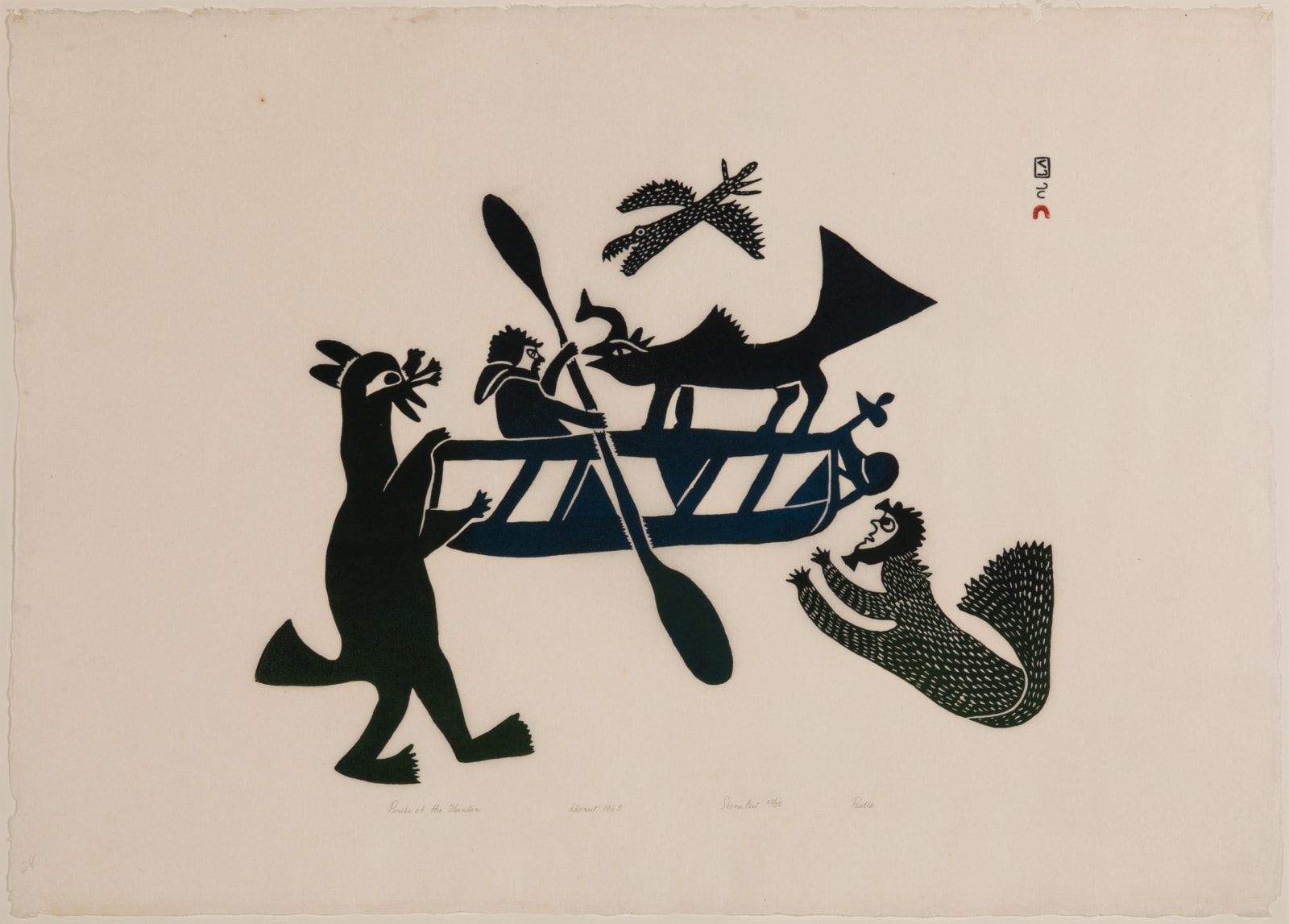 PUDLO PUDLAT (1916-1992) KINNGAIT (CAPE DORSET), Perils of the Hunter, 1969 (1970 #38)