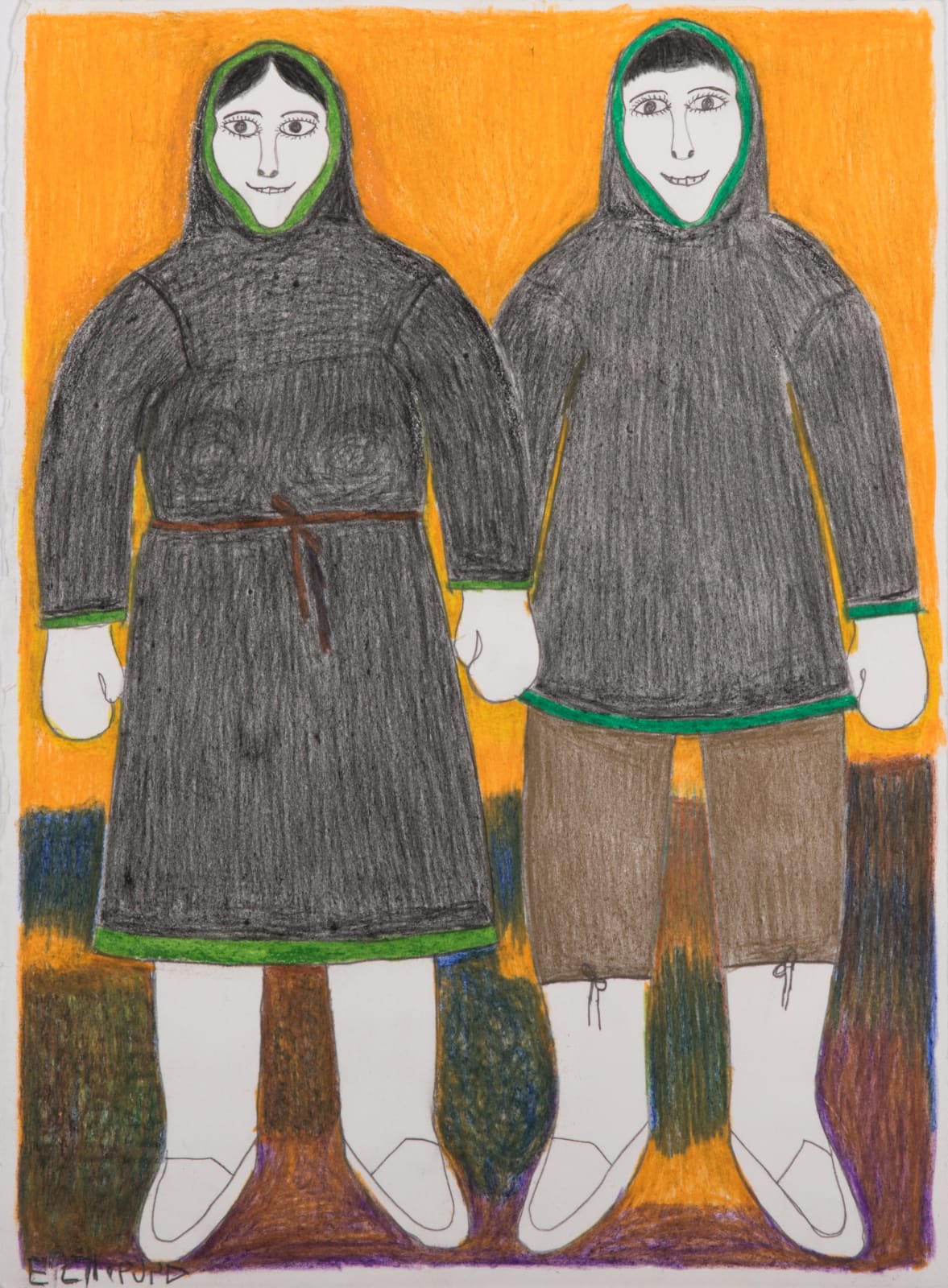 JANET KIGUSIUQ (1926-2005) QAMANI'TUAQ (BAKER LAKE), Untitled Drawing (Standing Couple), early 2000s