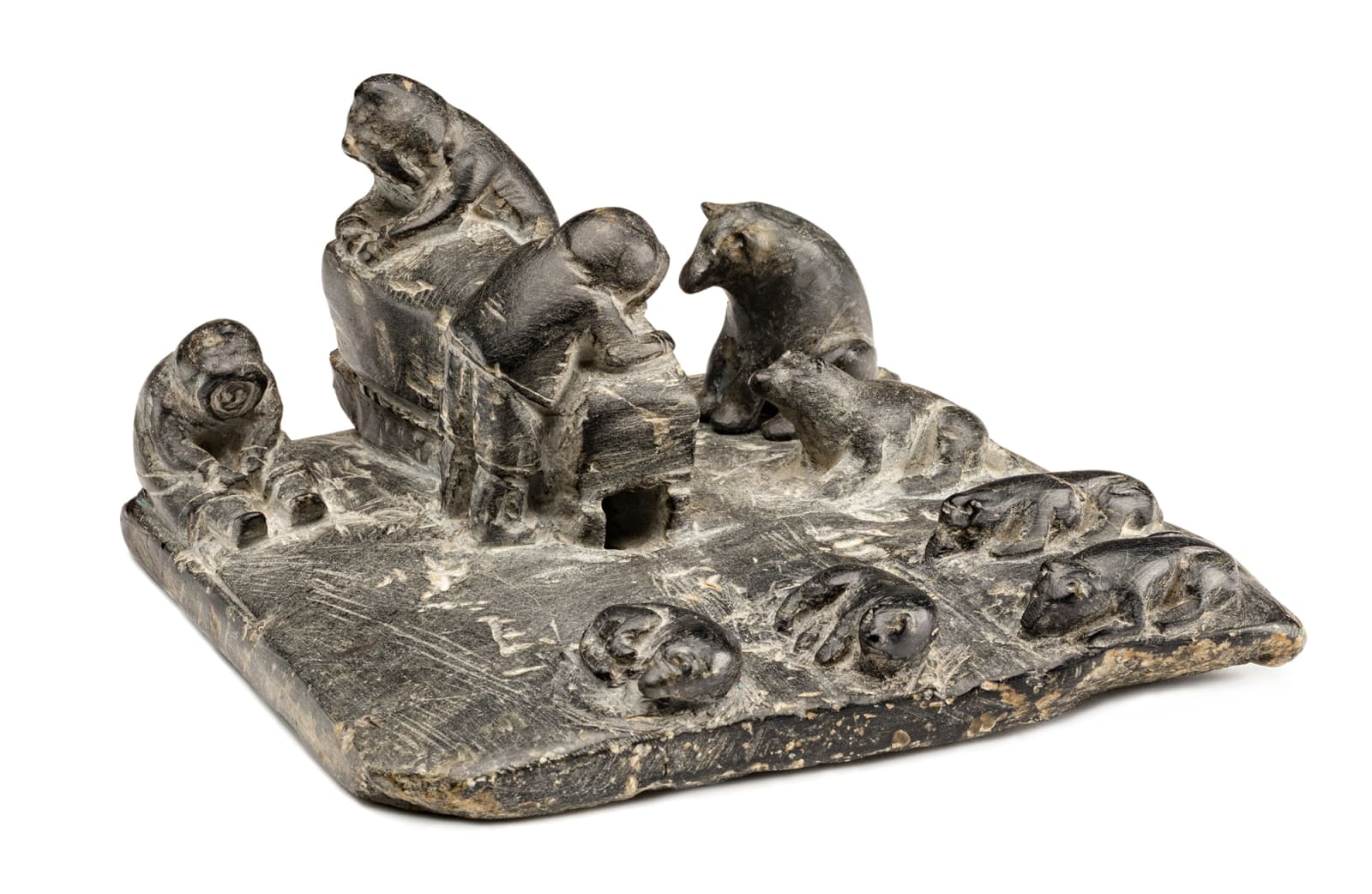 ENNUTSIAK (1893-1967) IQALUIT (FROBISHER BAY), Hunters with Qamutiq and Dogs, early 1960s