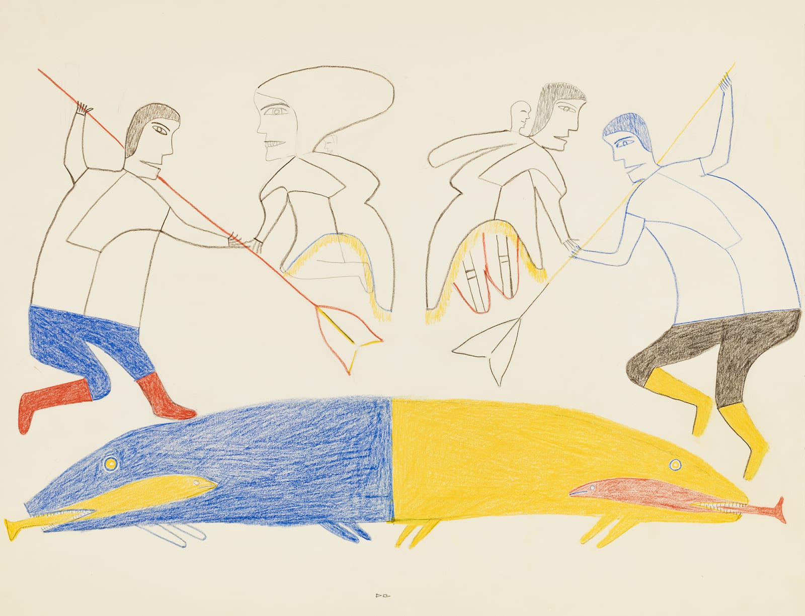 JESSIE OONARK, O.C., R.C.A (1906-1985) QAMANI'TUAQ (BAKER LAKE), Two Families Fishing, 1976