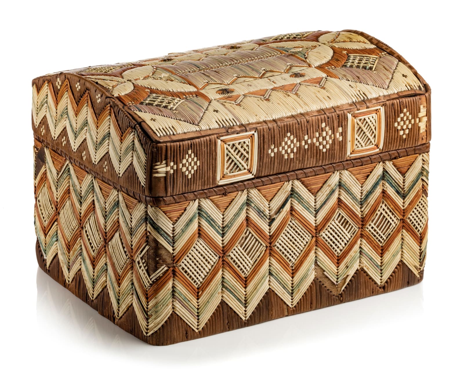 UNIDENTIFIED MI'KMAQ ARTIST, Quillwork Lidded Box, c. 1850