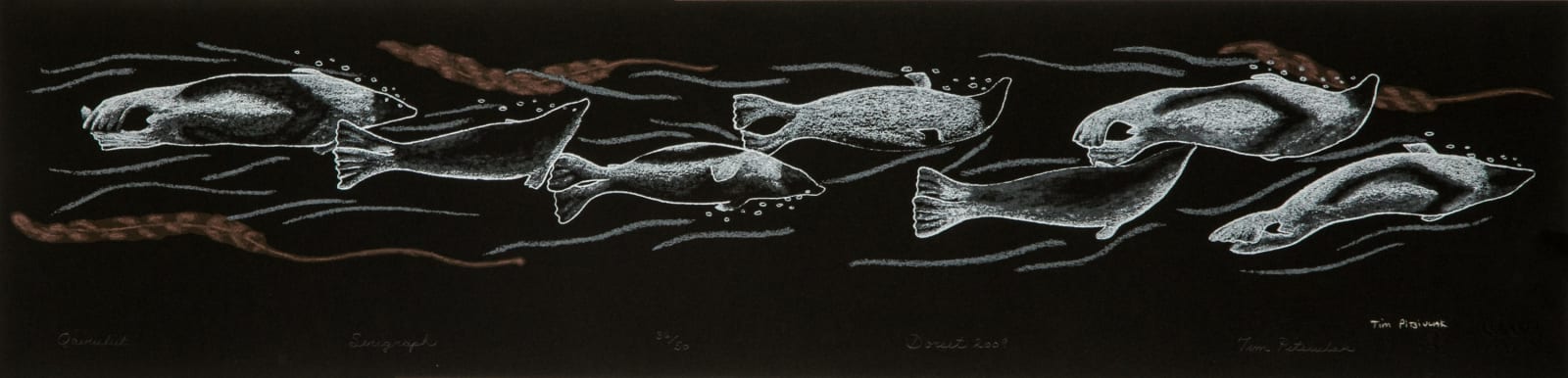 TIM PITSIULAK (1967-2016) KINNGAIT (CAPE DORSET), Qairuliit (Harp Seals), 2009 #35