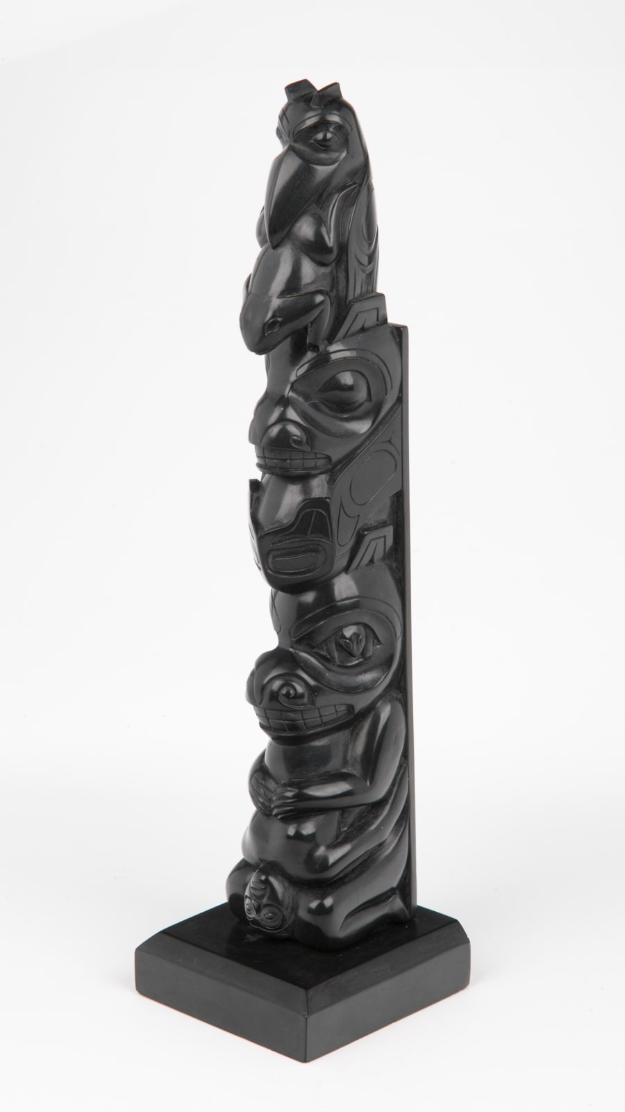 STEVE R. COLLISON (c. 1953-?), HAIDA, Model Totem Pole (Raven with Frog Whale Grizzly with Woman), 1975
