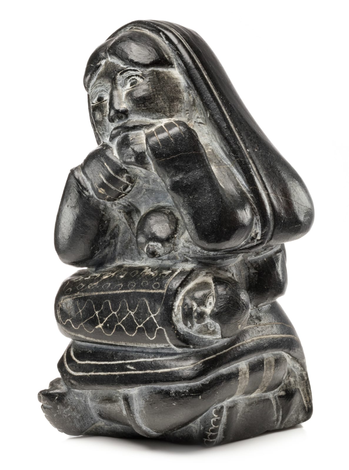 DAVIDIALUK ALASUA AMITTU (1910-1976) PUVIRNITUQ (POVUNGNITUK), Seated Mother Softening a Skin, c. 1960