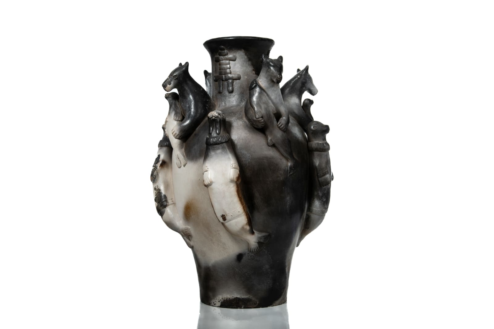 ROGER AKSADJUAK (1972-) KANGIQLINIQ (RANKIN INLET) / WINNIPEG, MB, Decorated Vase, 20 November 2004