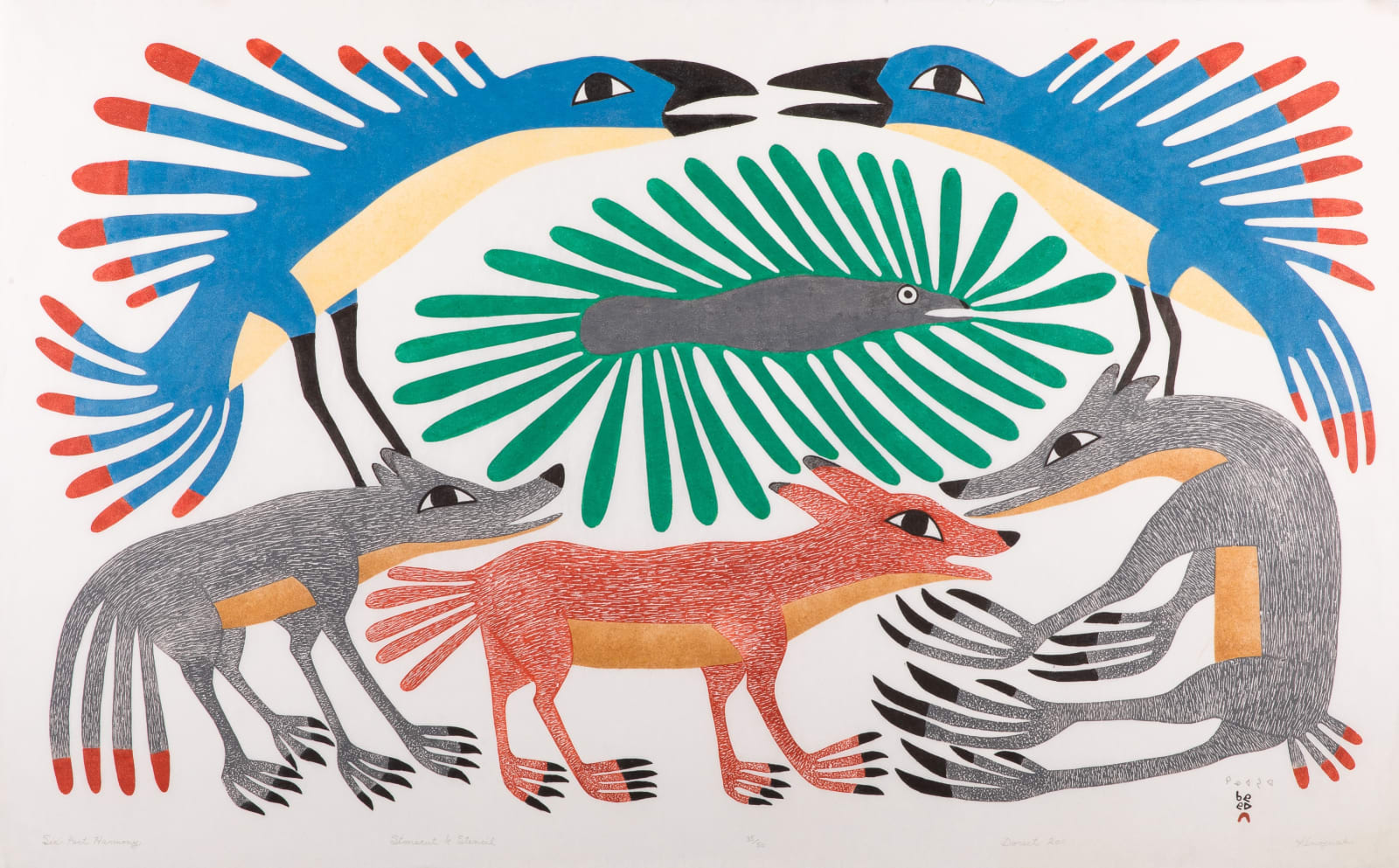 KENOJUAK ASHEVAK, C.C., R.C.A. (1927-2013) KINNGAIT (CAPE DORSET), Six-Part Harmony, 2011 #16