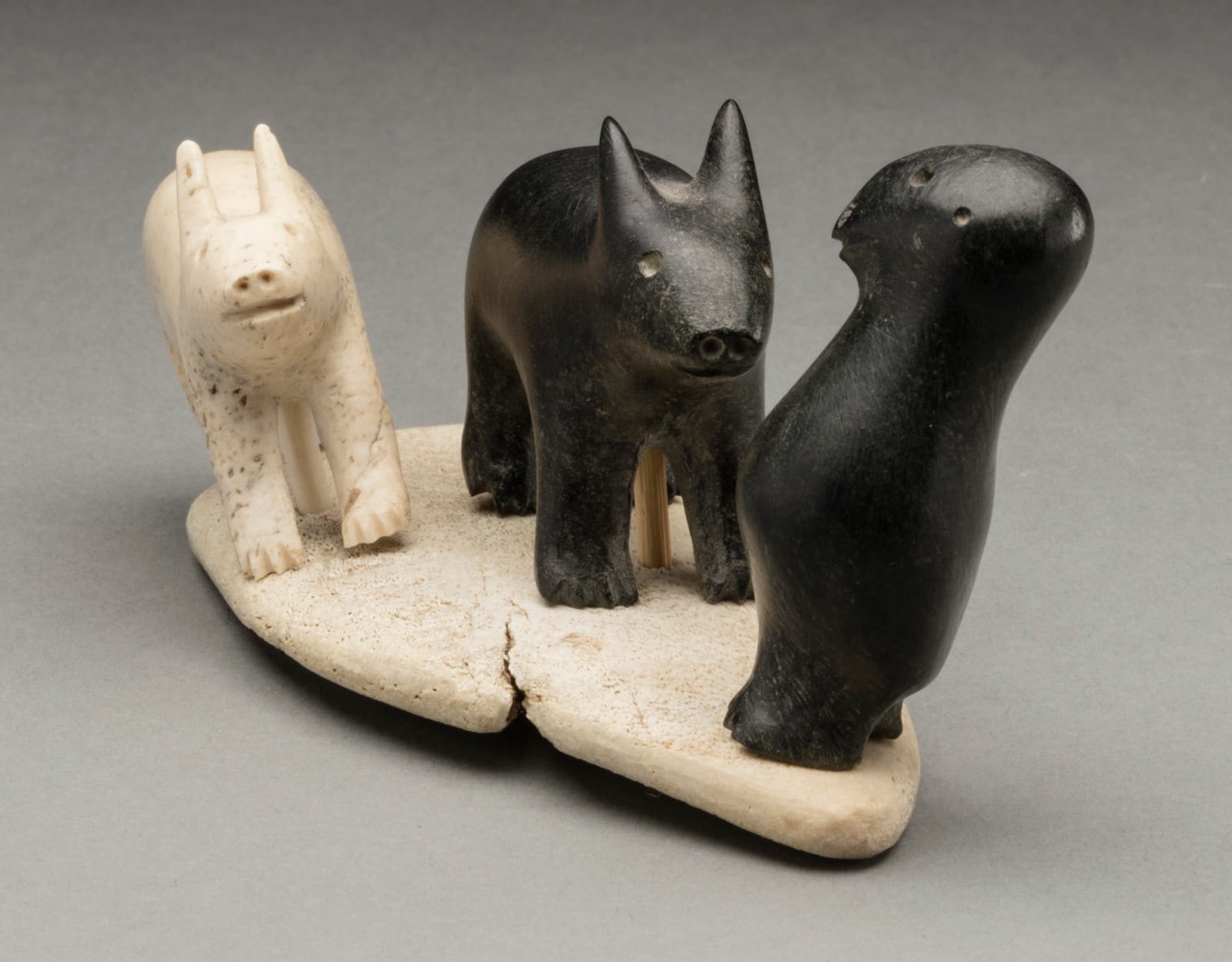 KIASIHA (?) IKPIARJUK (ARCTIC BAY), Arctic Hares and Owl on Base, c. mid-late 1960s