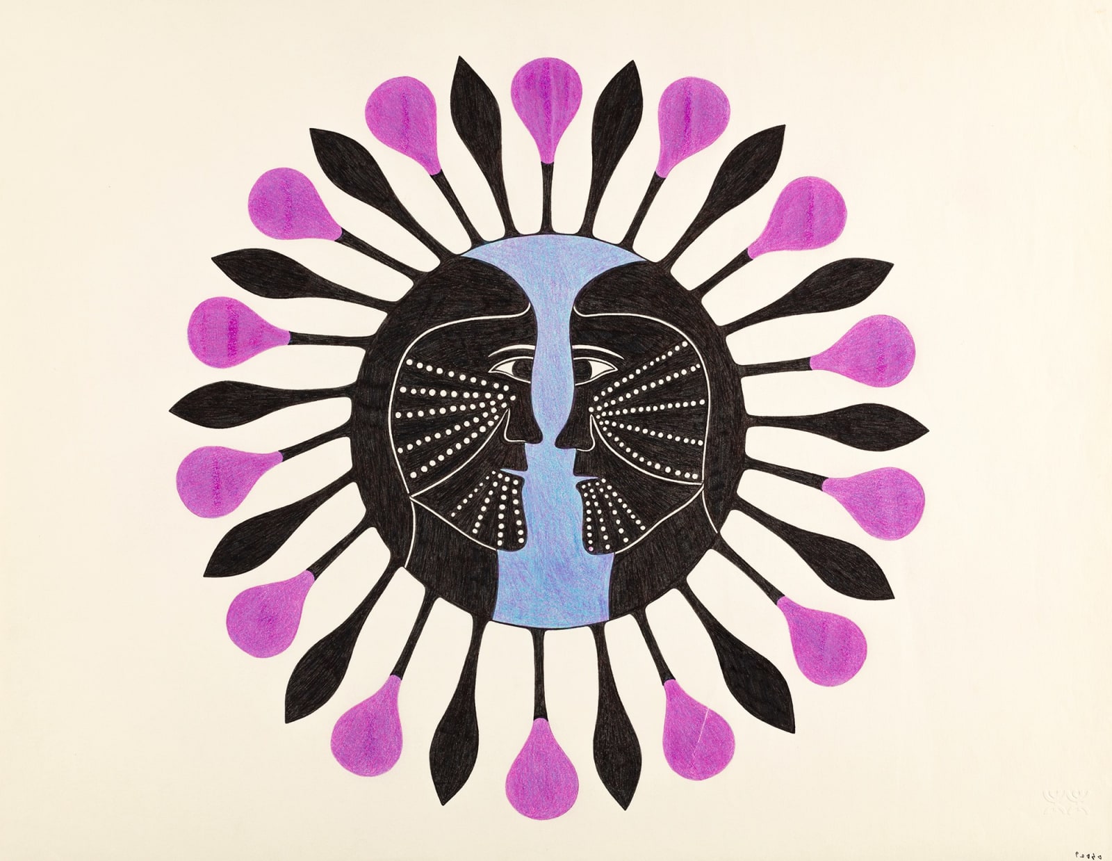 KENOJUAK ASHEVAK, C.C., R.C.A. (1927-2013) KINNGAIT (CAPE DORSET), Untitled (Opposing Tattooed Faces), c. 1994-95