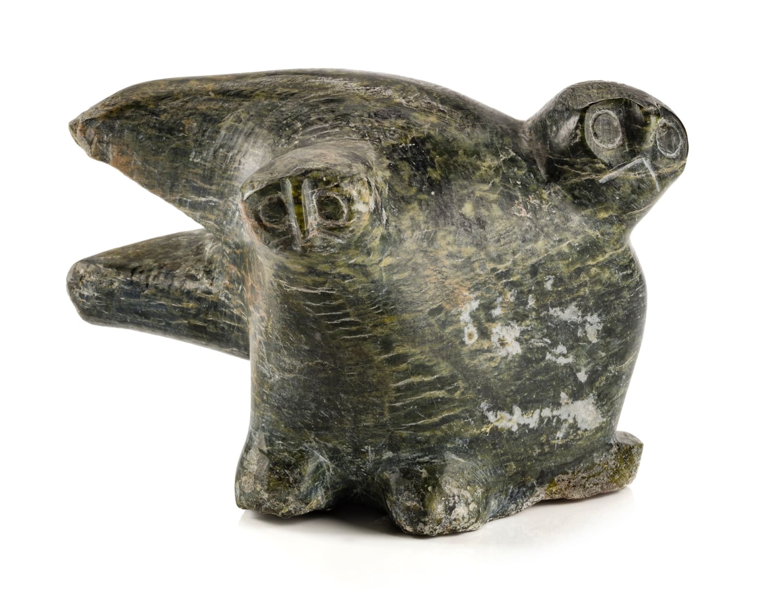 LATCHOLASSIE AKESUK (1919-2000) KINNGAIT (CAPE DORSET), Mother Owl and Chick, c. 1970