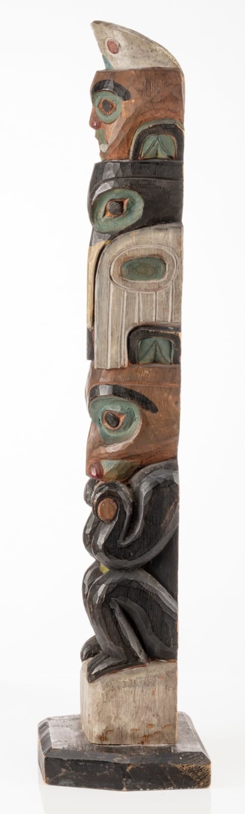UNIDENTIFIED NUU-CHAH-NULTH or COAST SALISH ARTIST, Three-Figure Model Totem Pole, c. 1920