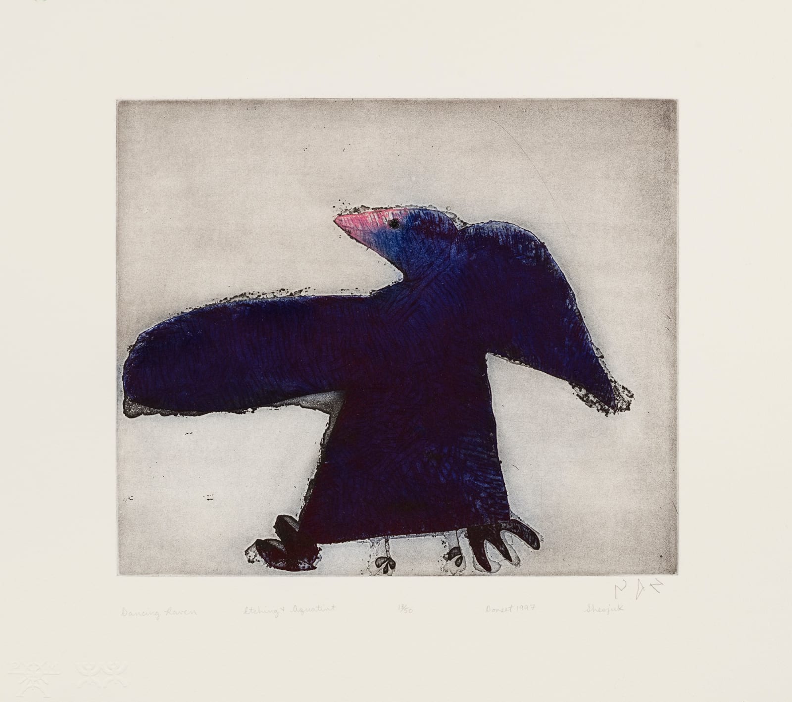 SHEOJUK ETIDLOOIE (1932-1999) KINNGAIT (CAPE DORSET), Dancing Raven, 1996 #32