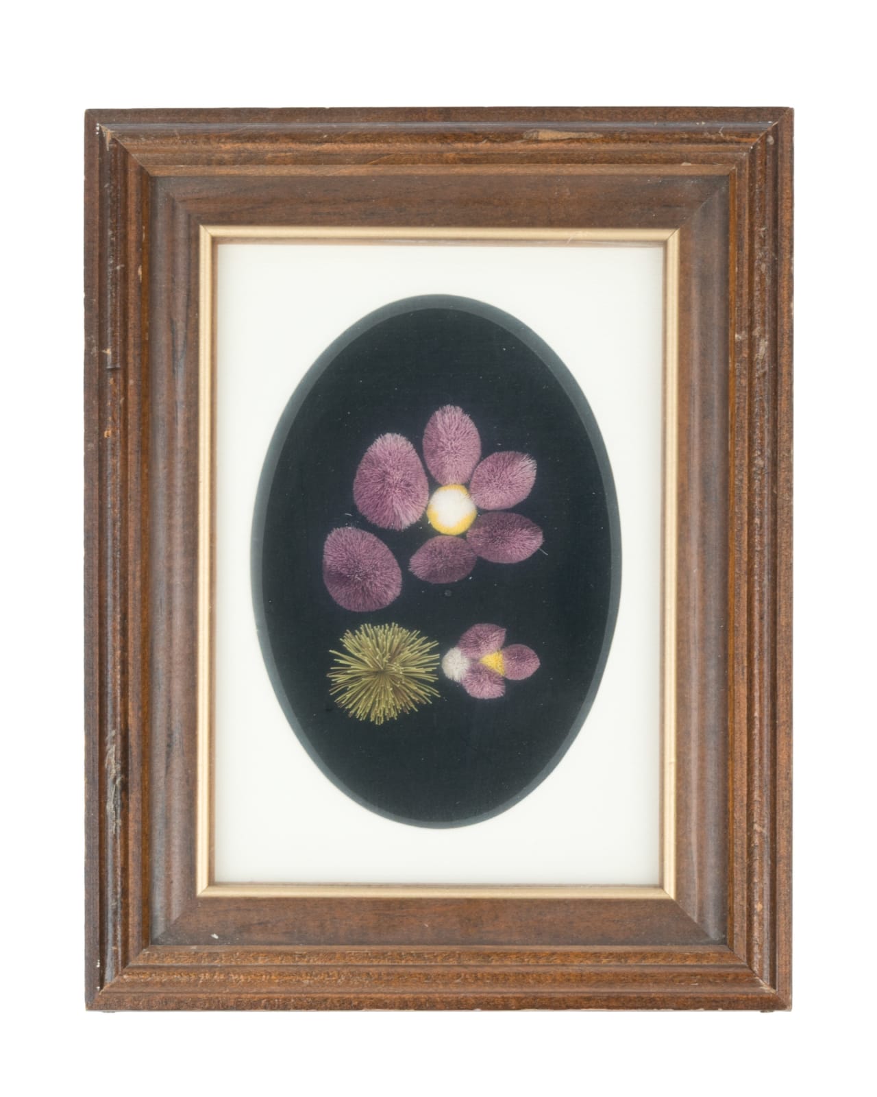 Three Artists: MYRTILLE DEMEULLES (DE MEULLES) (1941-), MÉTIS, CHURCHILL MANITOBA; GLORIA McKINNEY, CHURCHILL, MANITOBA; and JESSIE HENDERSON, CHURCHILL, MANITOBA, Three Tufted Caribou Hair Flowers, March 1986 & October 1988