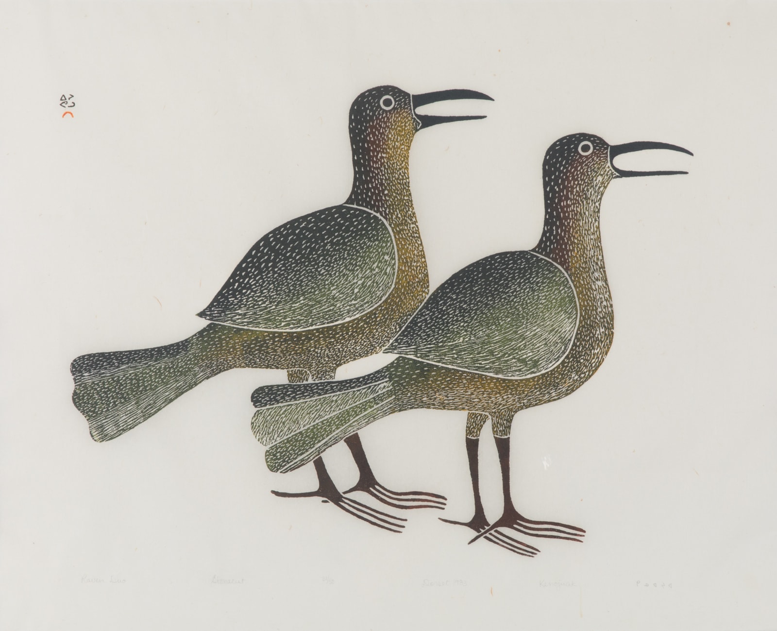 KENOJUAK ASHEVAK, C.C., R.C.A. (1927-2013) KINNGAIT (CAPE DORSET), Raven Duo, 1983 #12