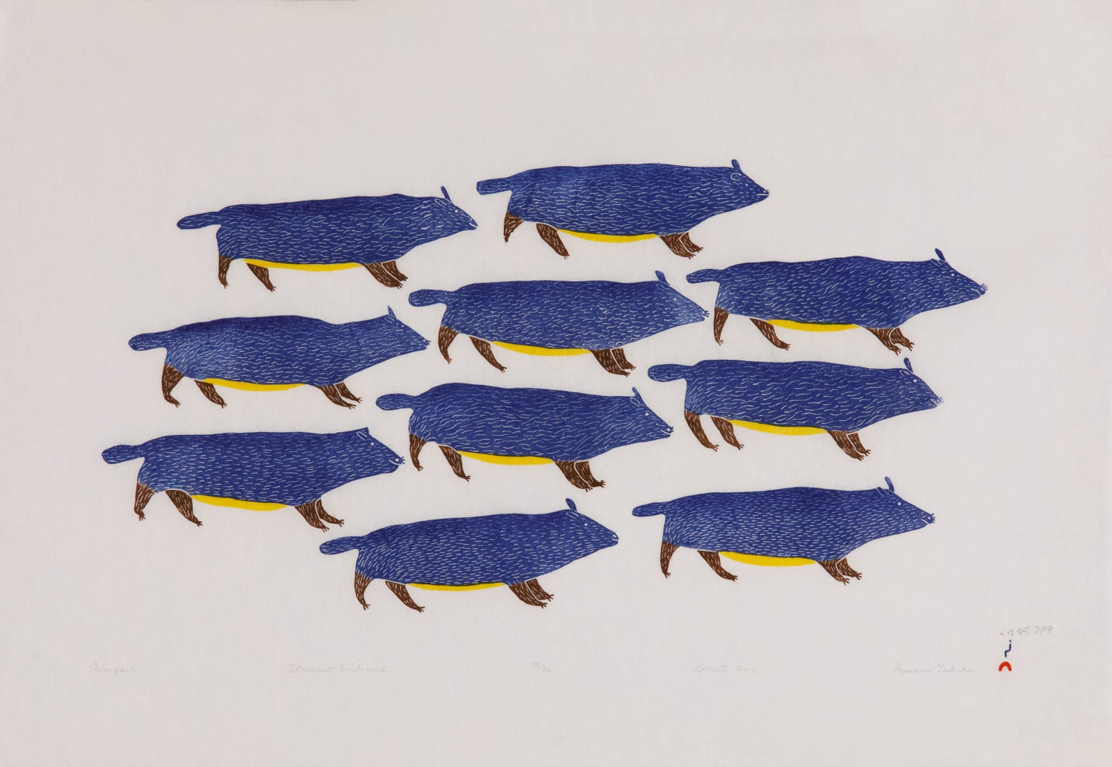PAPIARA TUKIKI (1942-2023) KINNGAIT (CAPE DORSET), Avingait (Many Lemmings), 2012 #18