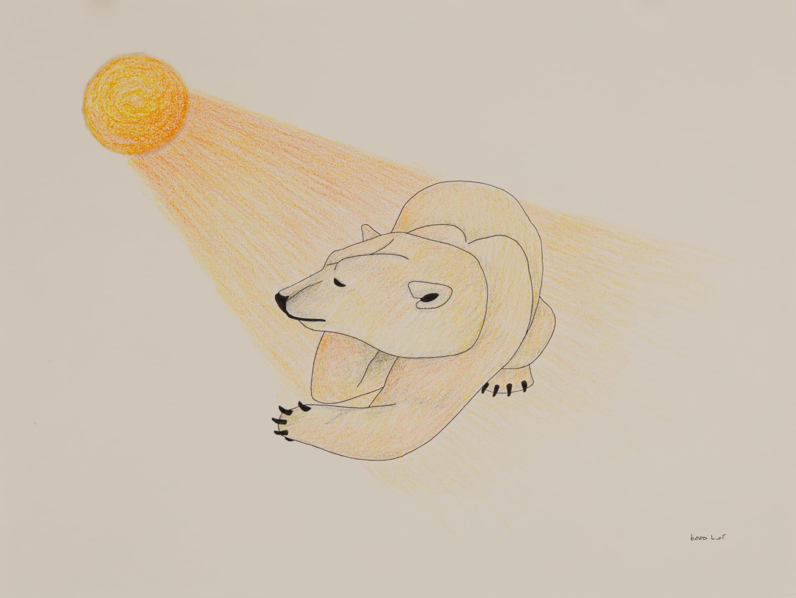 QAVAVAU MANUMIE (1958-) KINNGAIT (CAPE DORSET), Sun Bathing Polar Bear, 2006/07