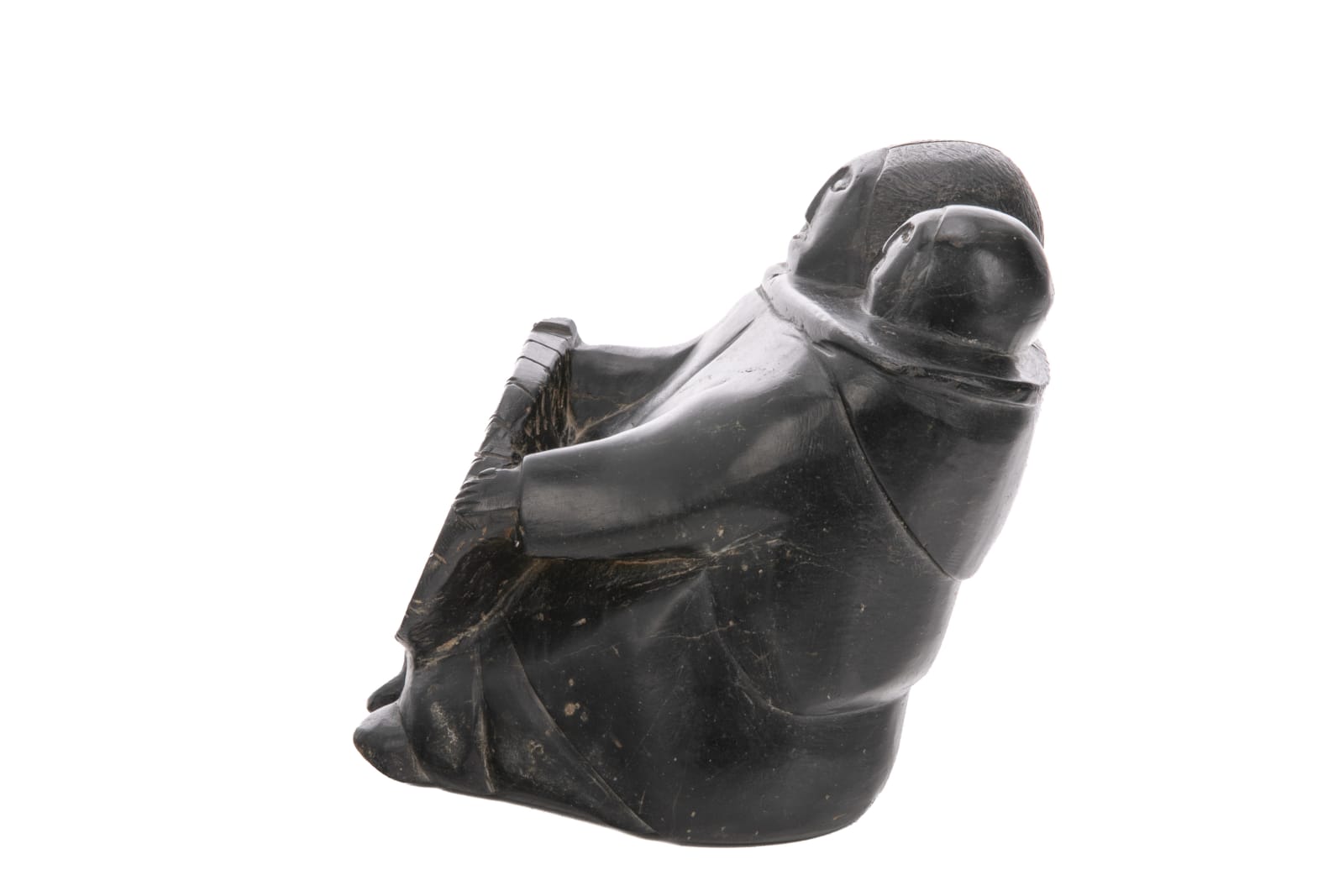 ELIZABETH KUDLU (1910-D) KUUJJUARAPIK (GREAT WHALE RIVER), Mother with Child, Stretching a Skin, late 1960s