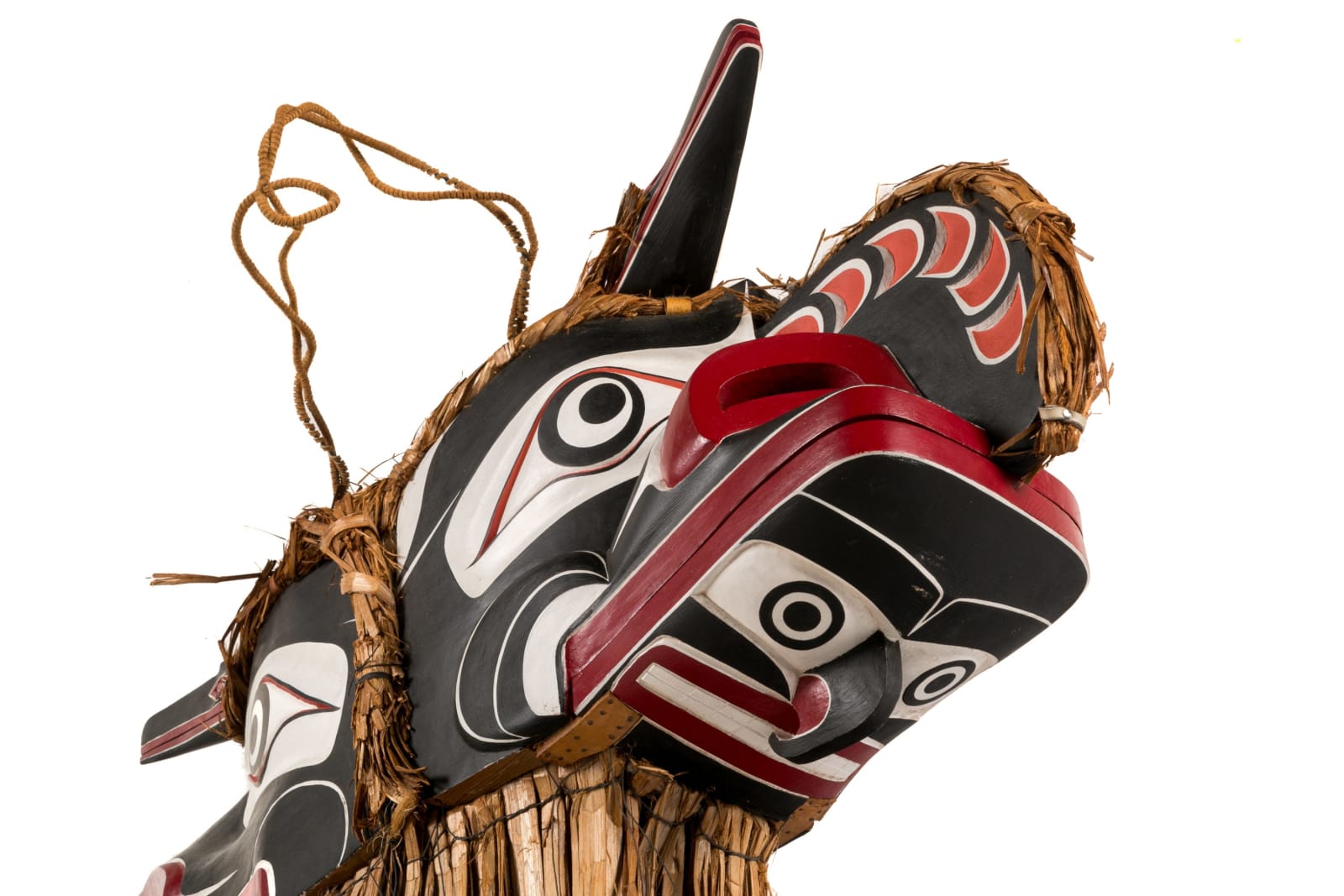 TONY GULBRANDSEN (1962-) TSIMSHIAN, Kwakwa̱ka̱ʼwakw Style G̲a̱luḵwiwe (Crooked Beak of Heaven) and Huxwhukw (Hok Hok) Double Mask, 1990s
