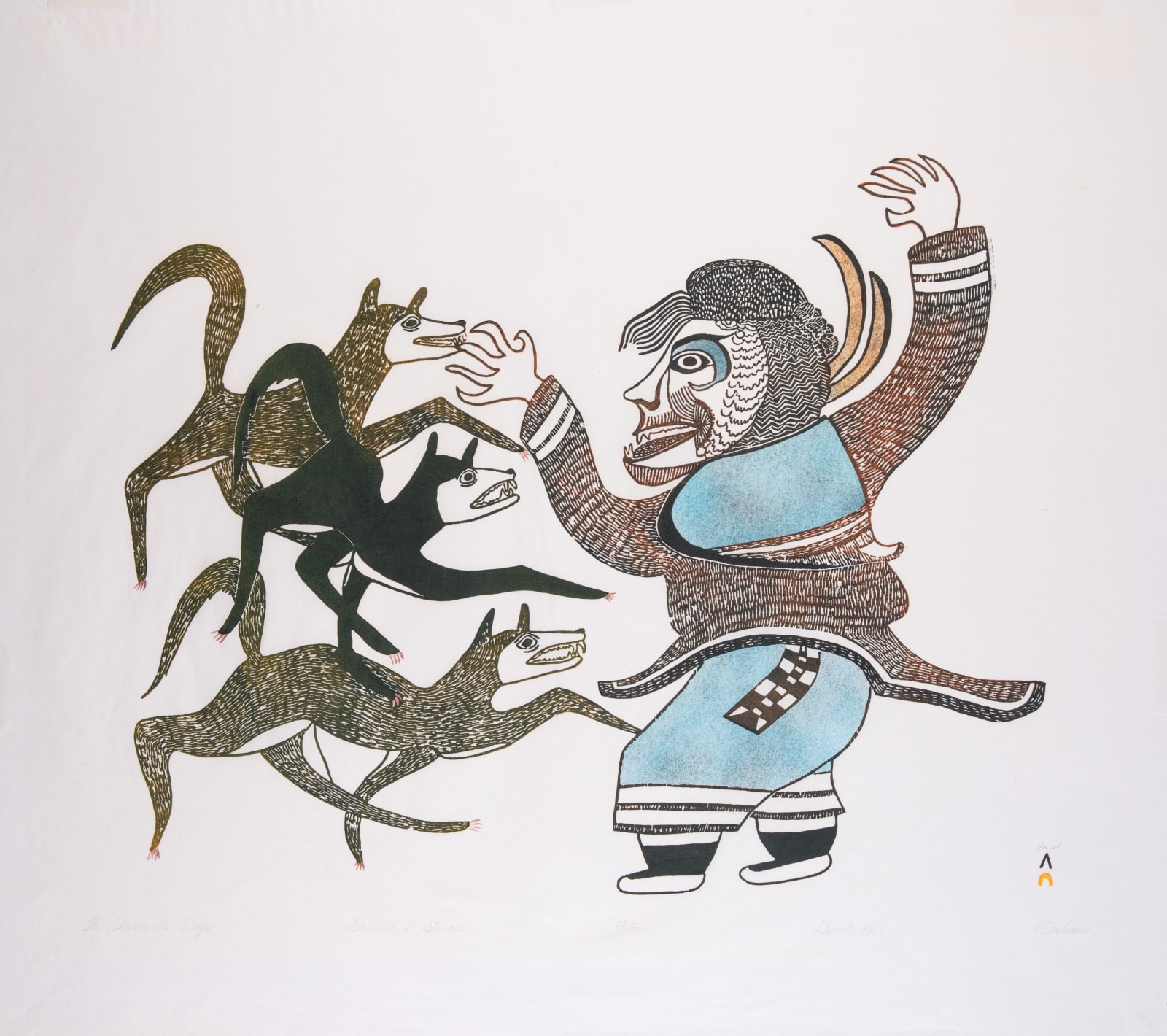 PITALOOSIE SAILA, R.C.A. (1942-2021) KINNGAIT (CAPE DORSET), The Shaman's Dogs, 1985 #25