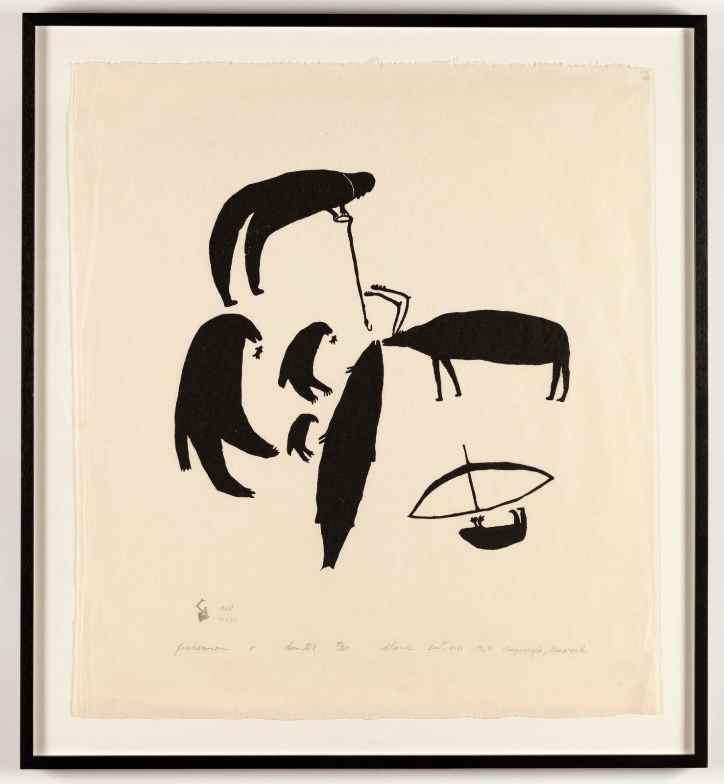 LUKE ANGUHADLUQ (1895-1982) QAMANI’TUAQ (BAKER LAKE), Fisherman + Hunter (Fisherman and Hunter), 1969 (1970 #24)