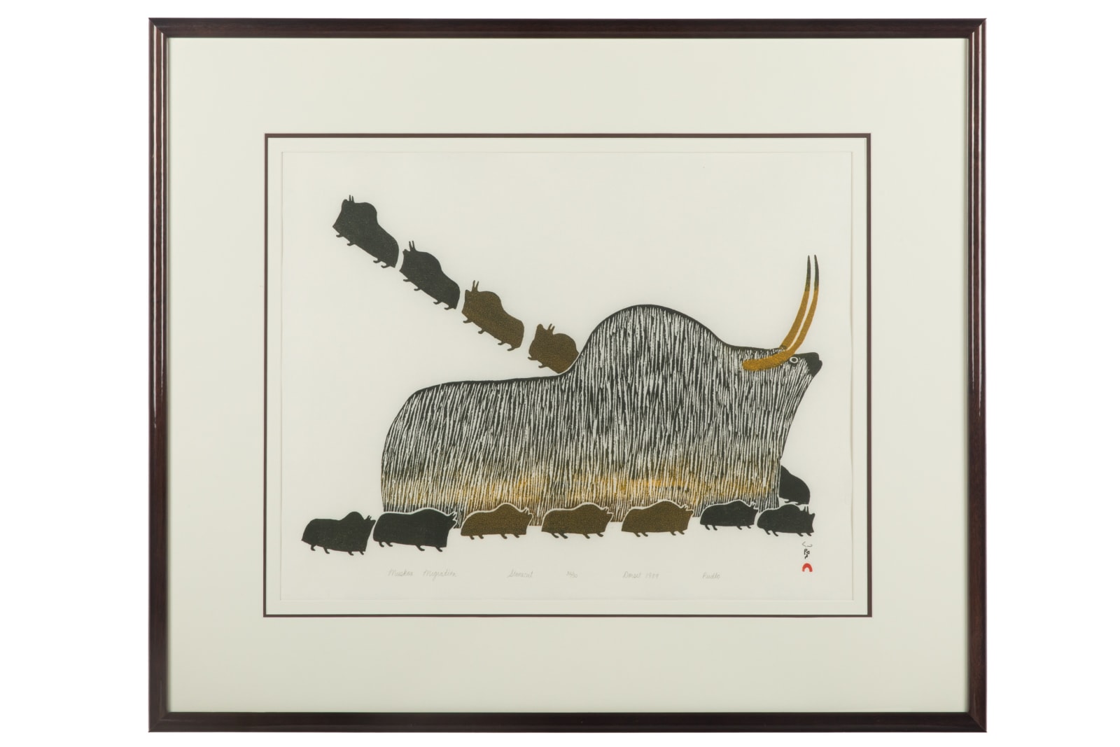 PUDLO PUDLAT (1916-1992) KINNGAIT (CAPE DORSET), Muskox Migration, 1989 #25