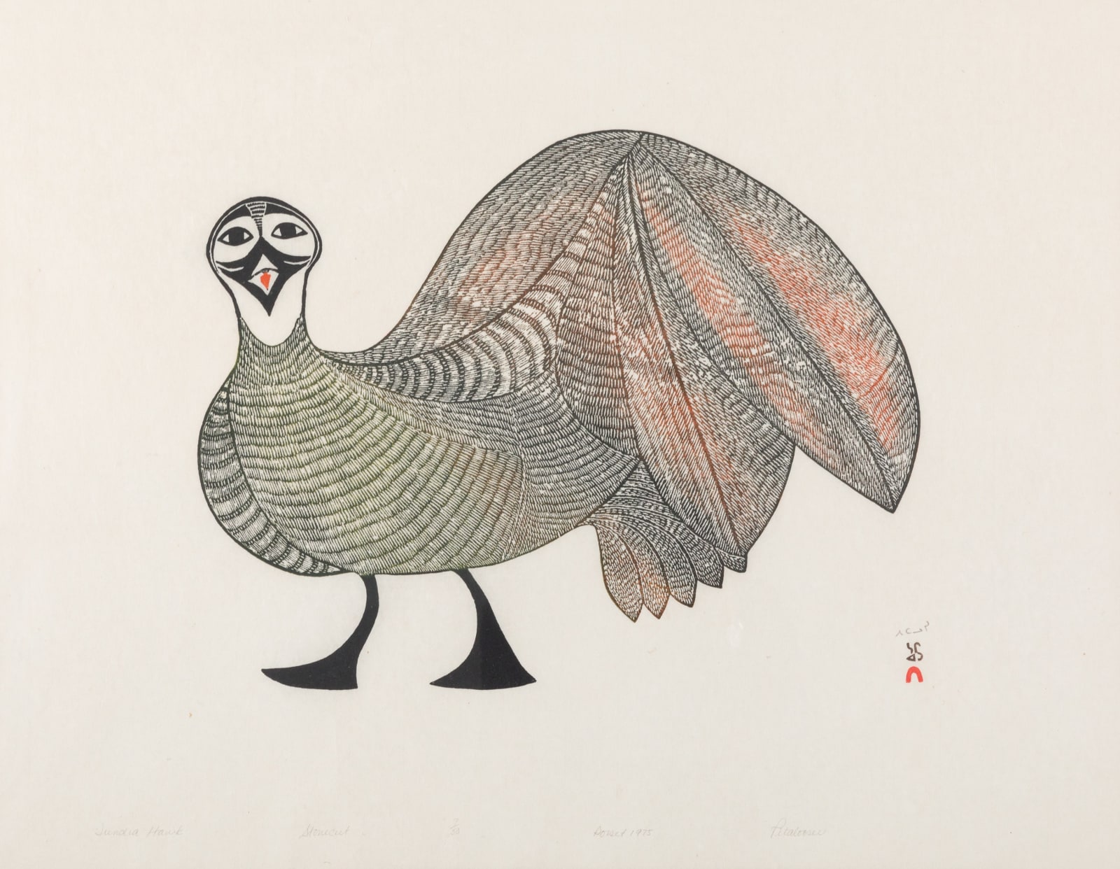 PITALOOSIE SAILA, R.C.A. (1942-2021) KINNGAIT (CAPE DORSET), Tundra Hawk, 1975 #26
