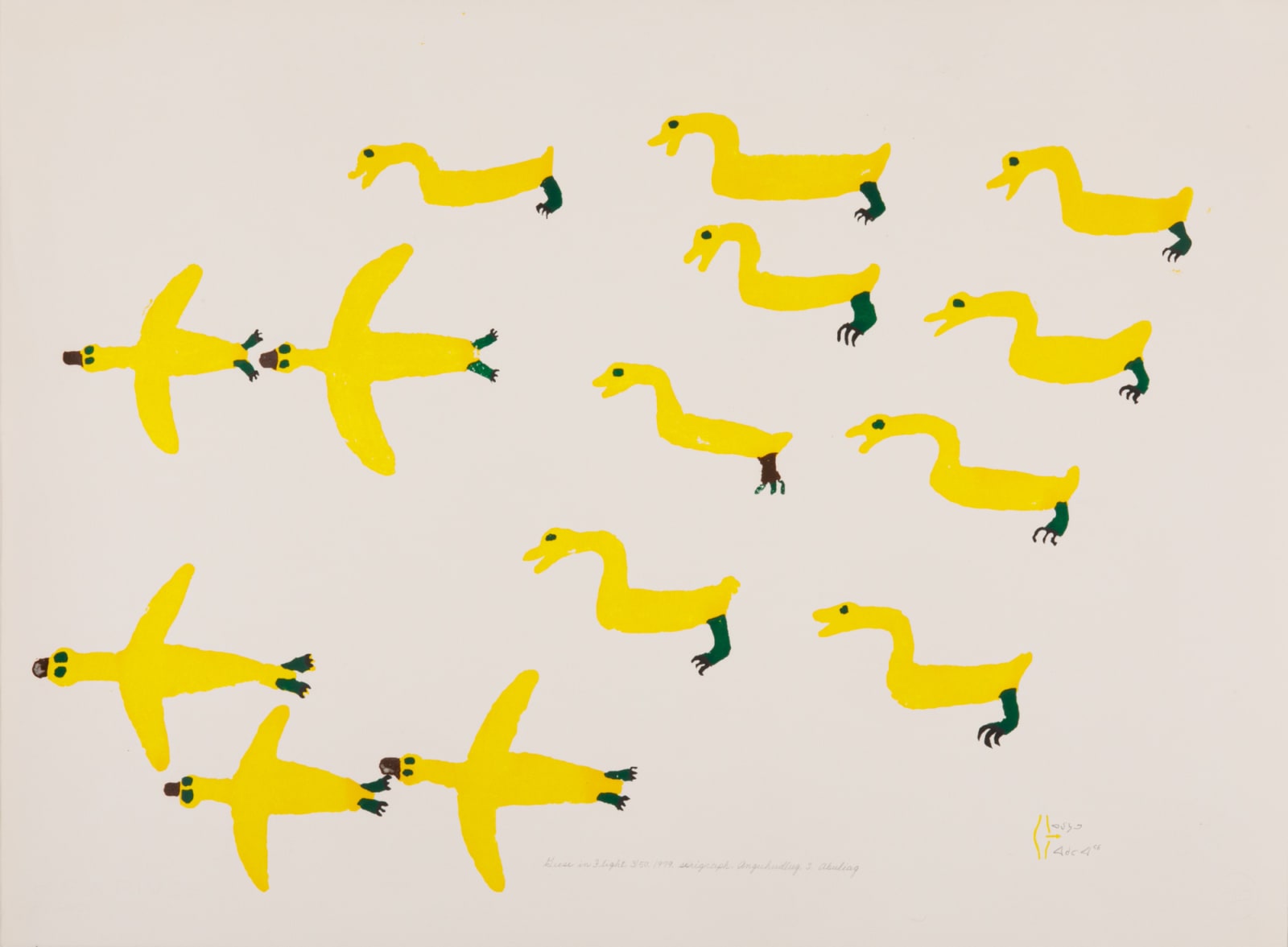 LUKE ANGUHADLUQ (1895-1982) QAMANI’TUAQ (BAKER LAKE), Geese in Flight, 1979 #3