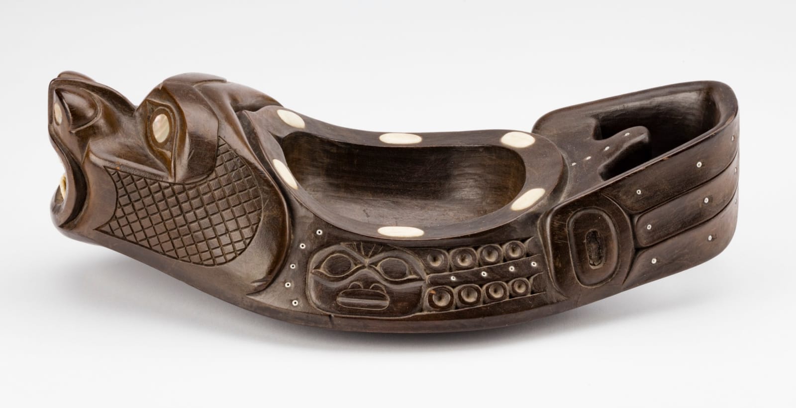 AUGUSTUS BEAN (1850-1926) and RUDOLPH WALTON (1867-1951), TLINGIT, SITKA, ALASKA, Seal Form Grease Bowl, c. 1910-1915
